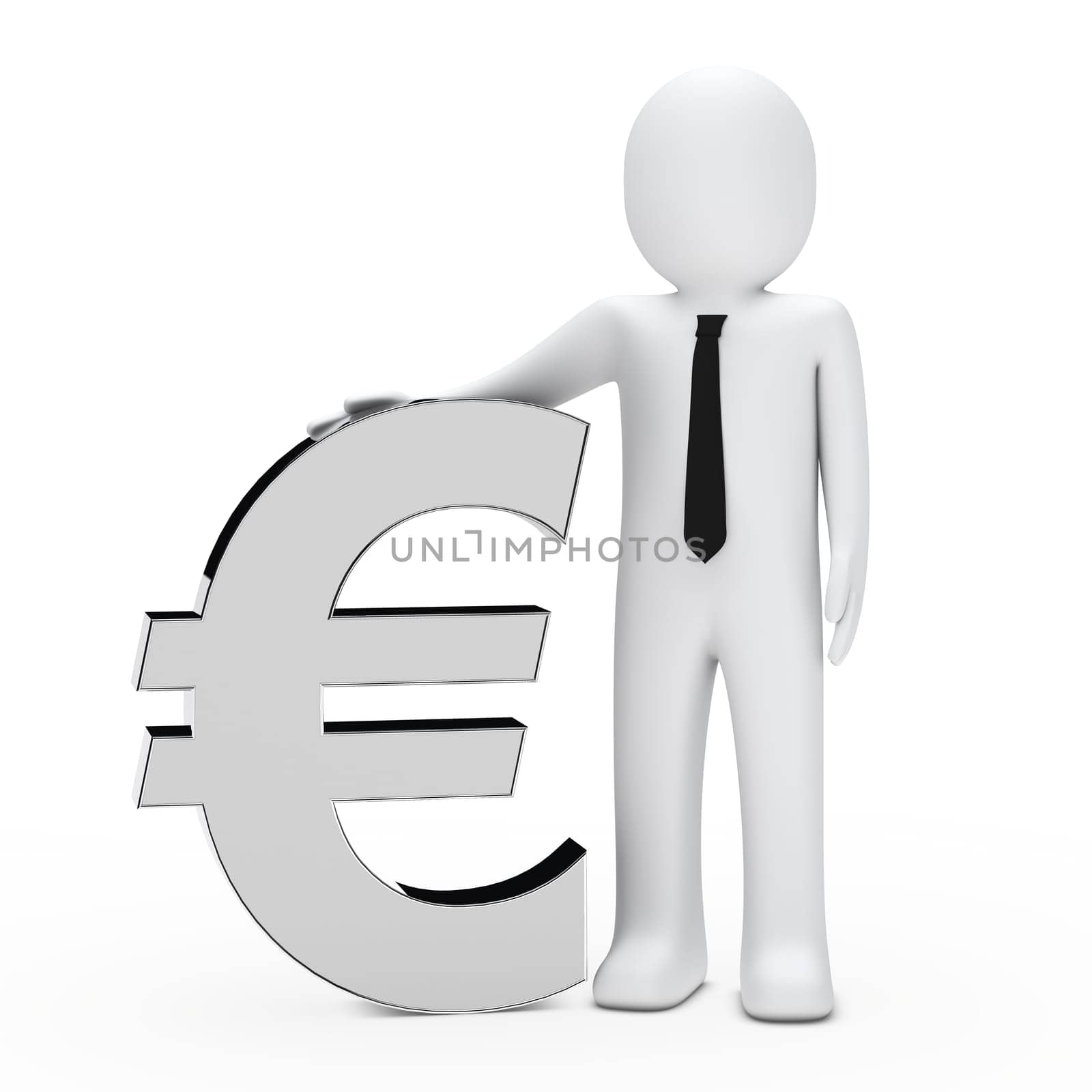 Businessman with tie hold a chrome euro