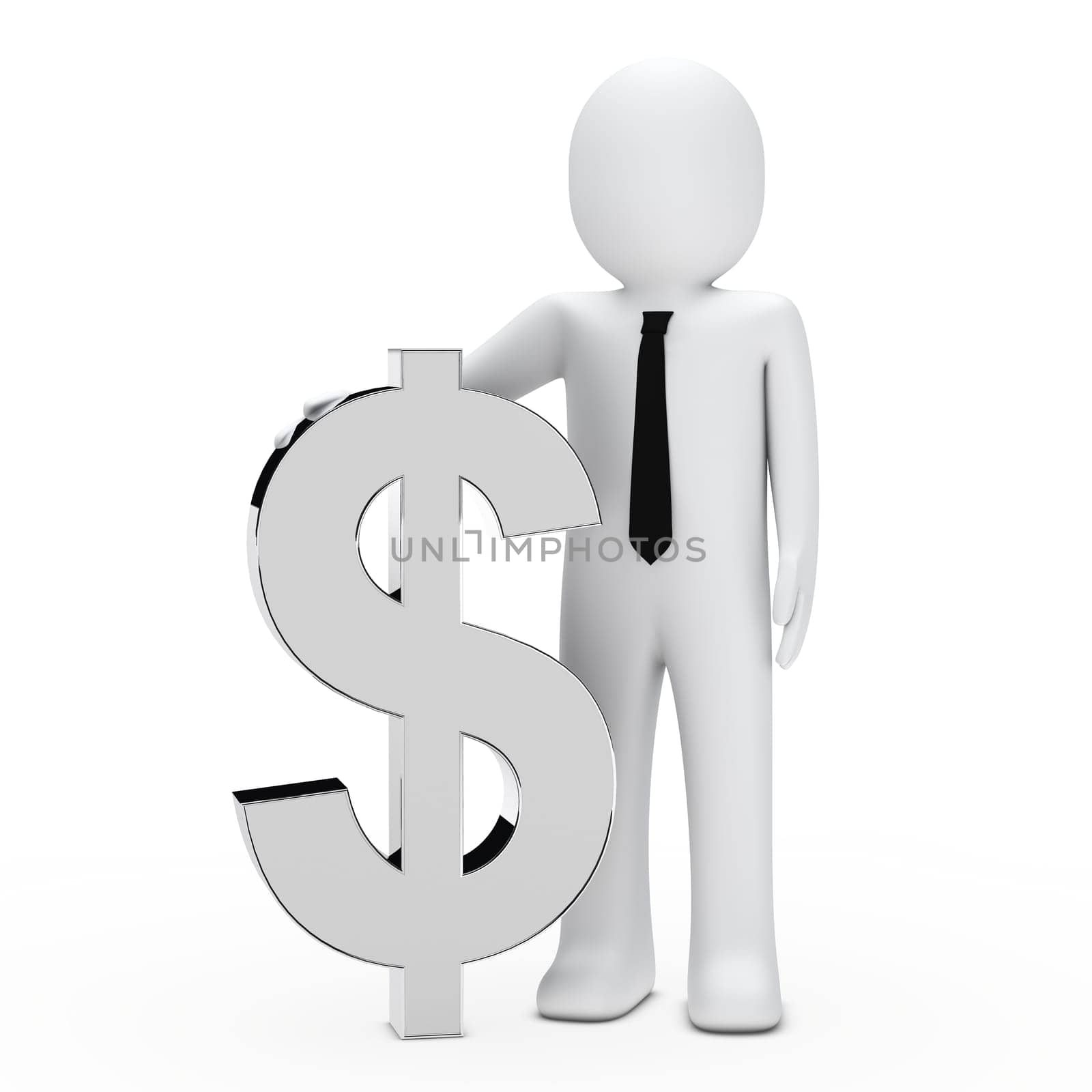 Businessman with tie hold a chrome dollar