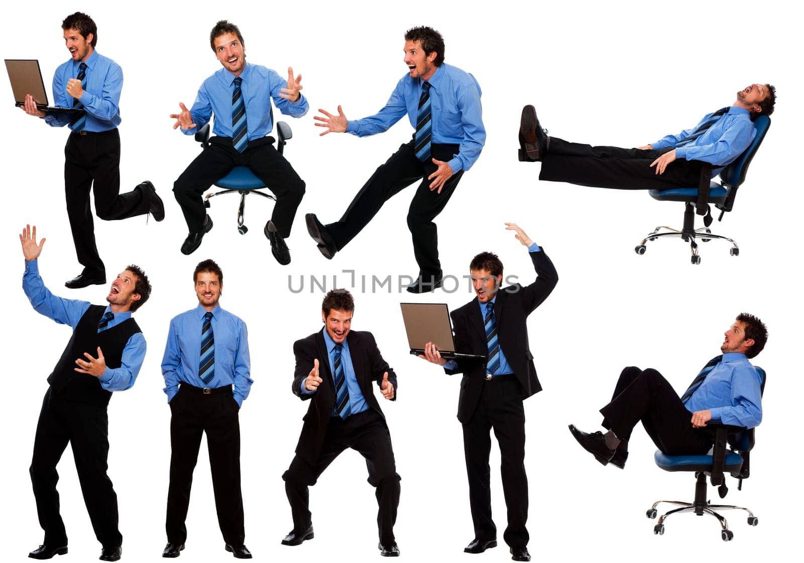 multiple business man figures isolated on white