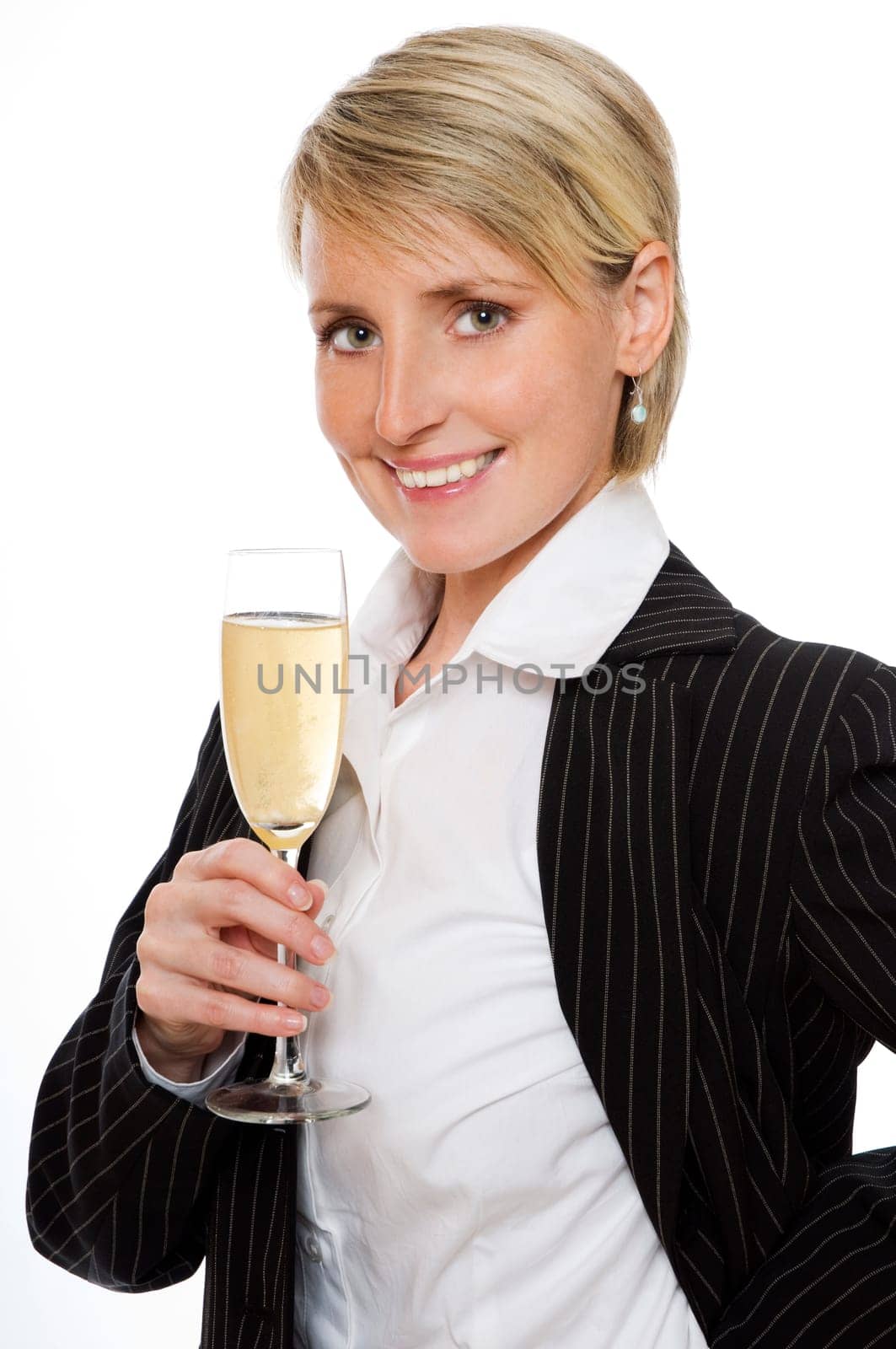 young business woman with champagne close up