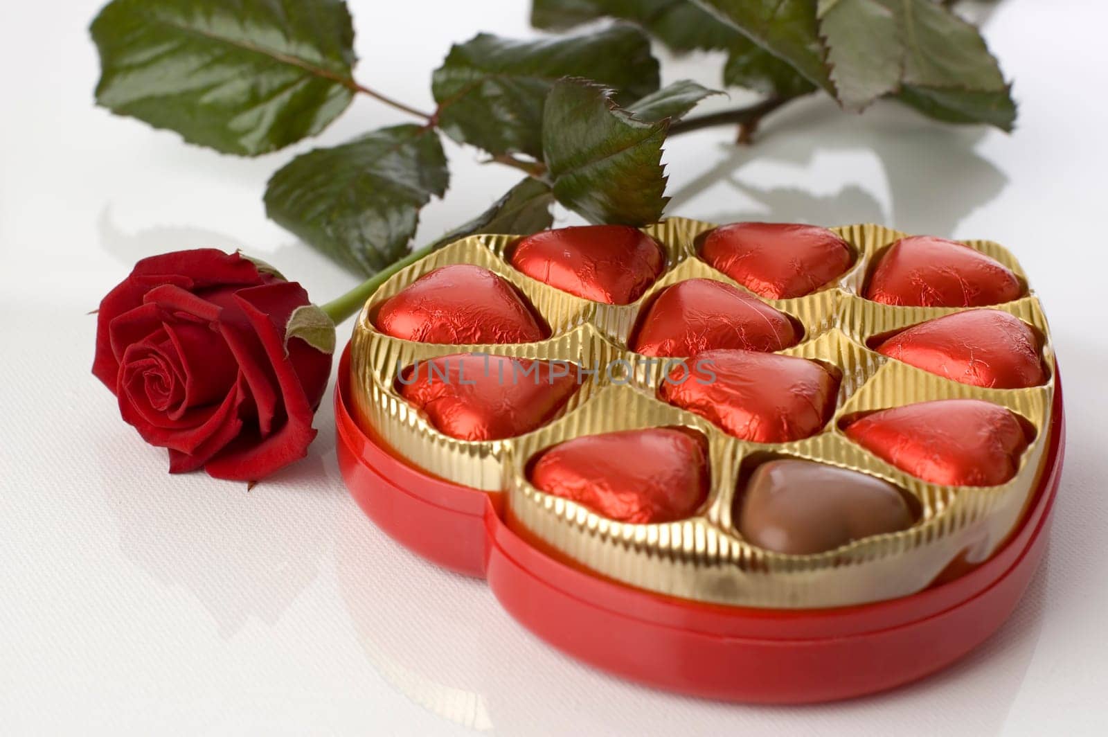 arranged rose with candy for valentines day