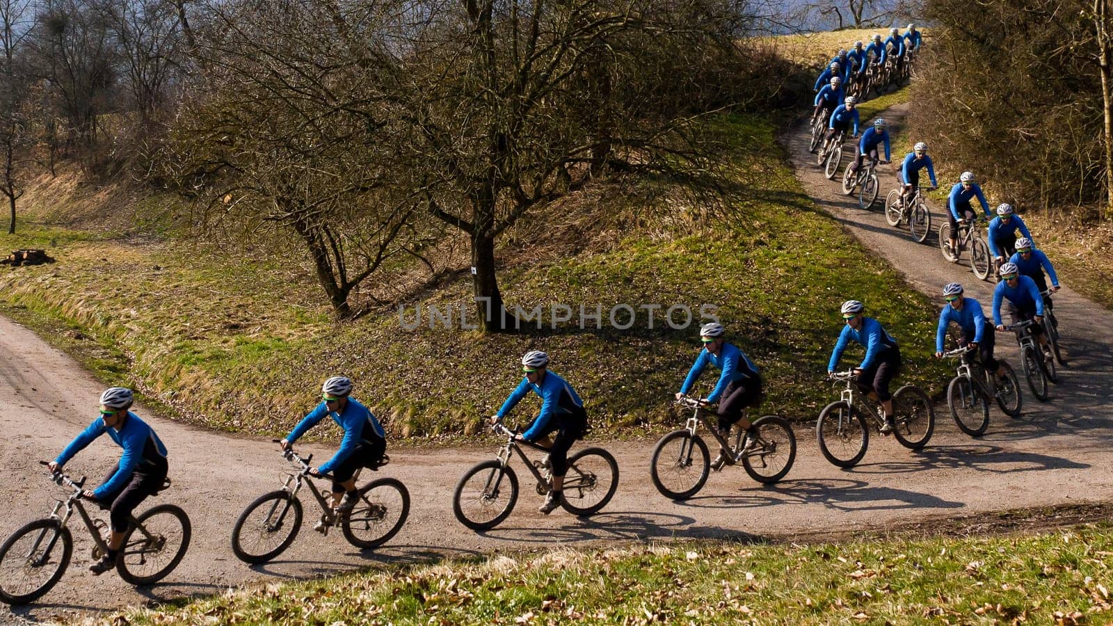 Mountain biker riding on a dirt road