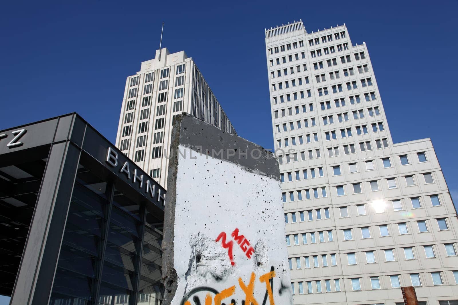 Potsdamer Platz in Berlin with part of the Wall