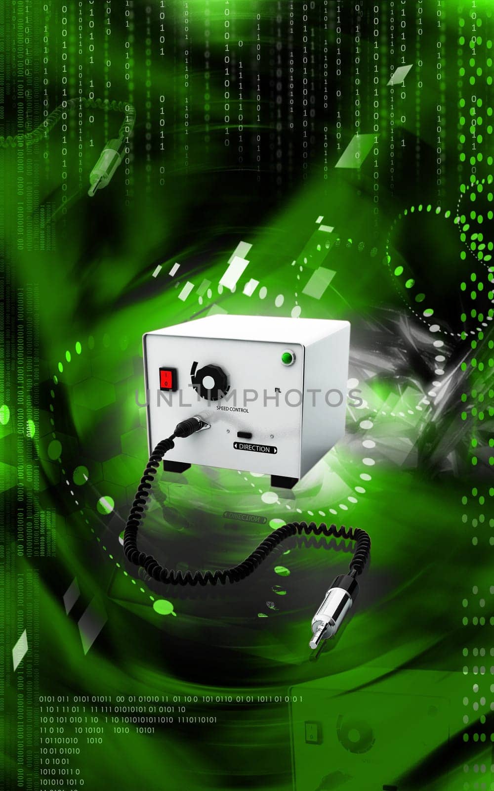 Digital illustration of Micro motor dental equipment in colour background