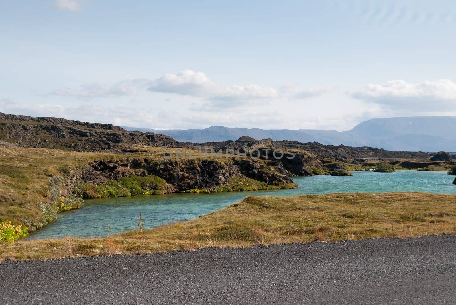 wild landscape of Myvatn Lake in Iceland