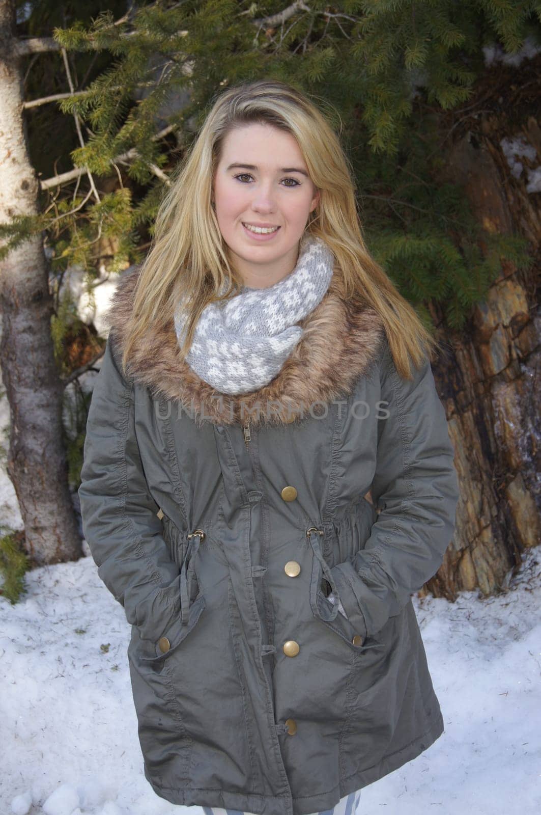 Girl walking in snow