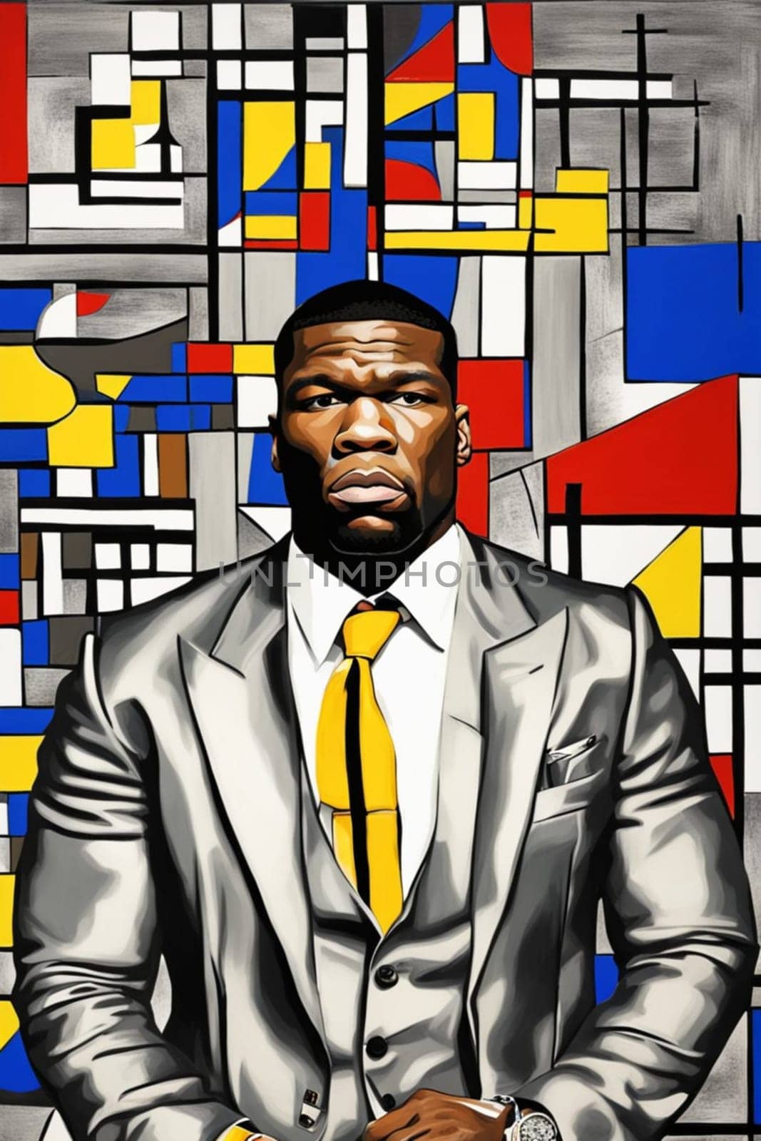 portrait of rapper producer songwriter actor 50 cents illustration generative ai art