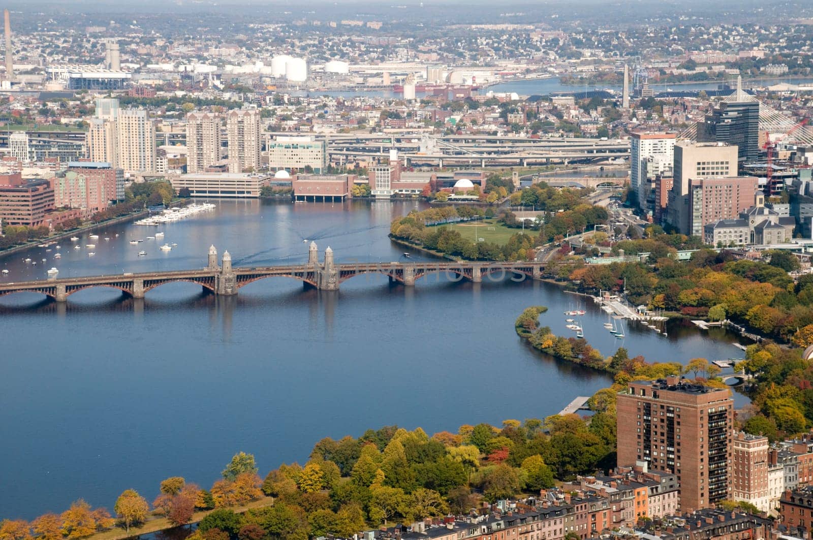 Fall in Boston with View of Charles River.