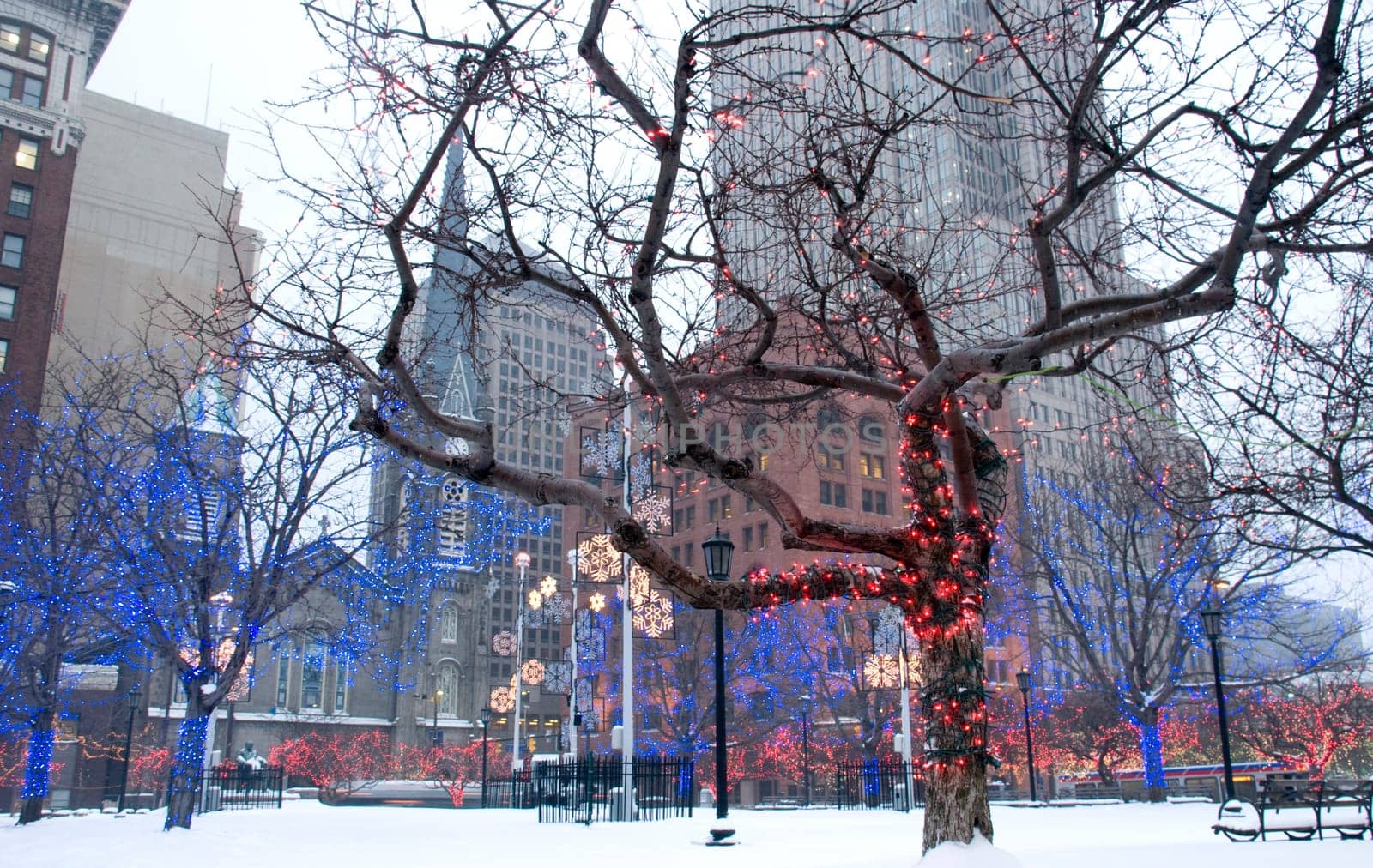 Cleveland in Winter in Ohio.