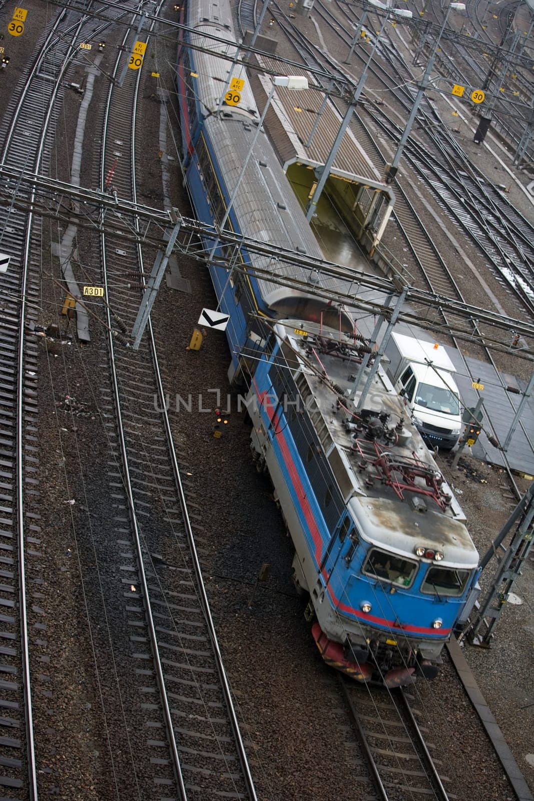 Train in movement at the Railroad station