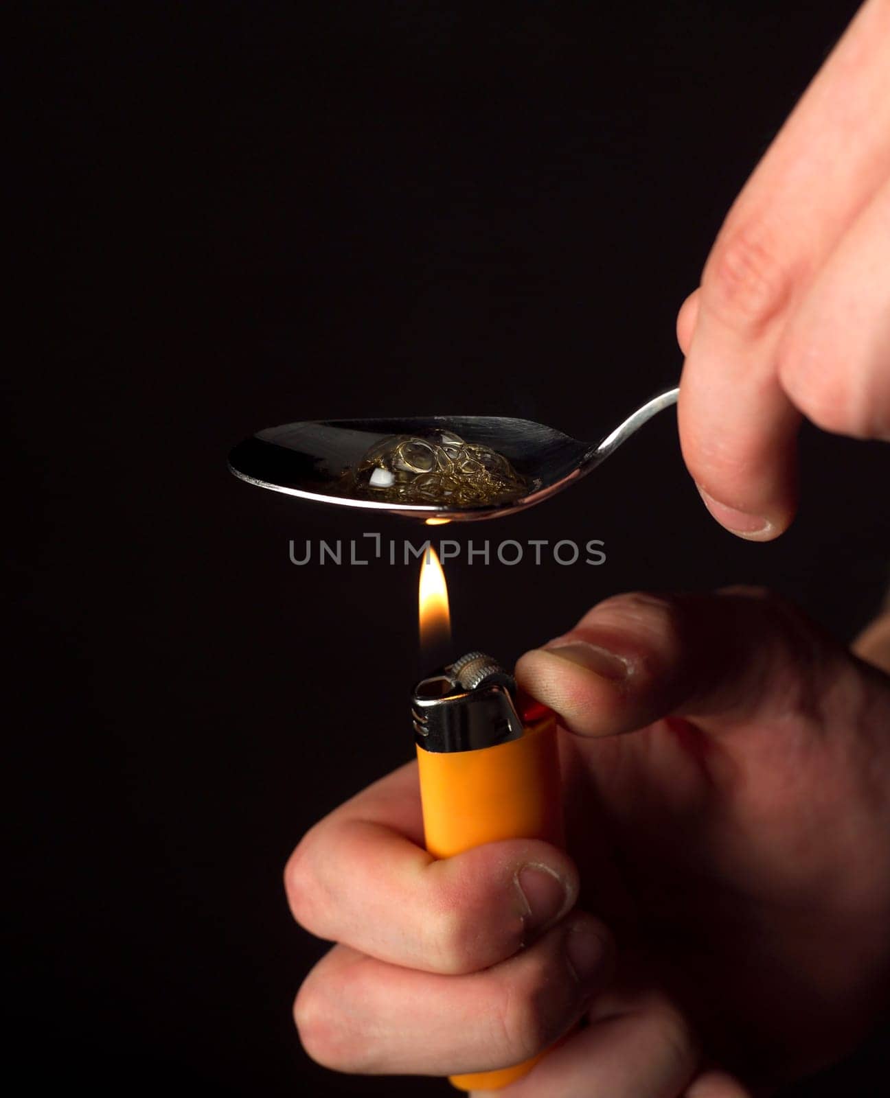 Close up of making heroin