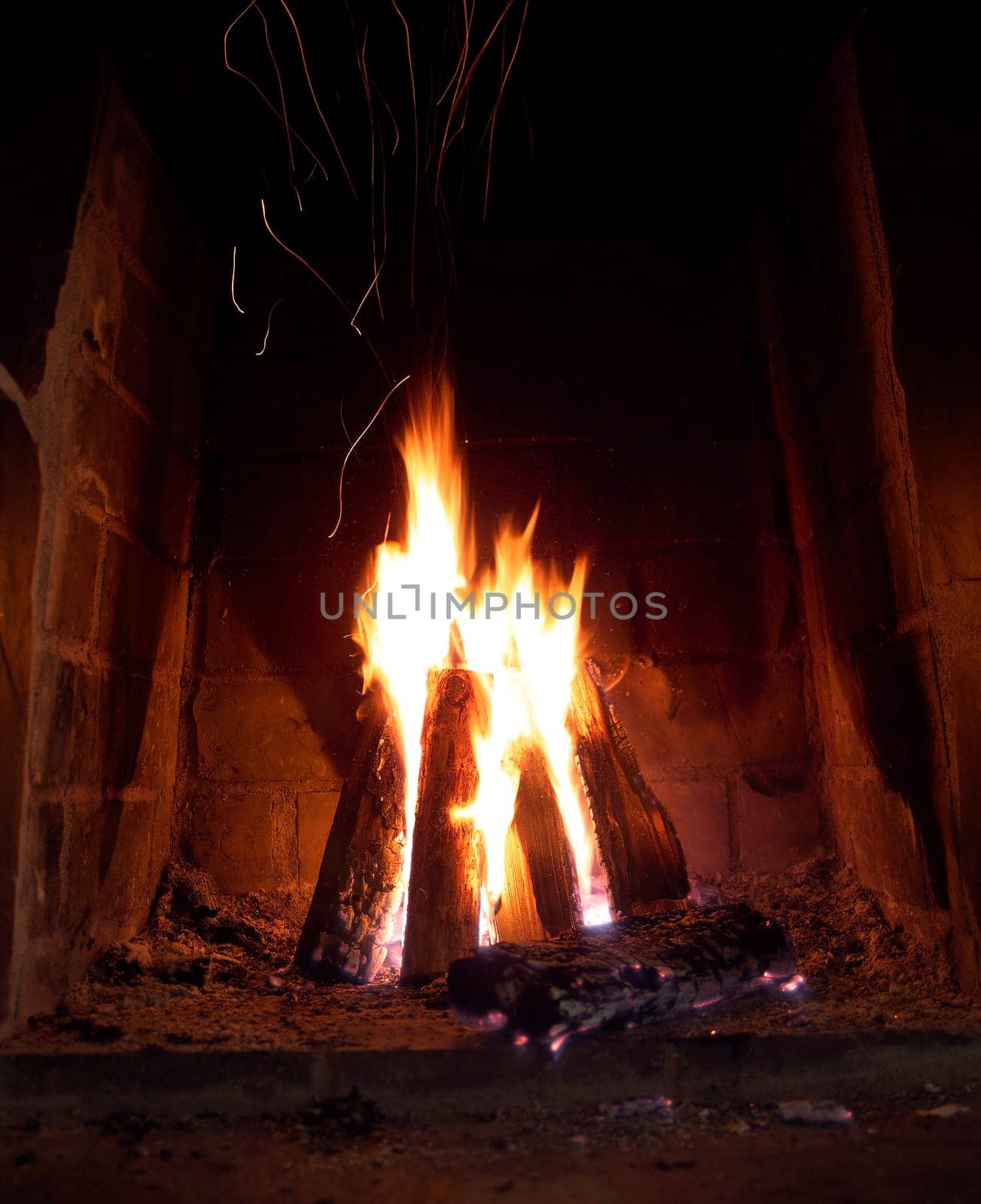 Close up of a fireplace