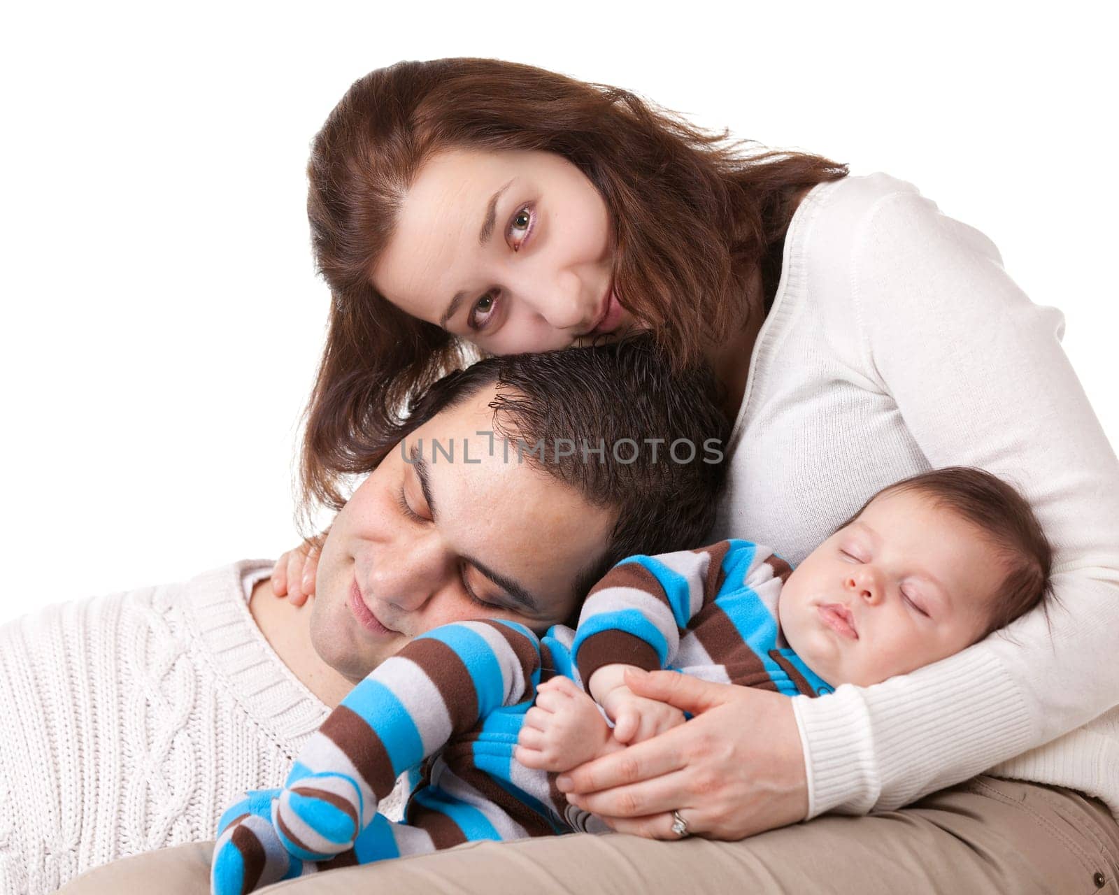 Portrait of a young family isolated on white