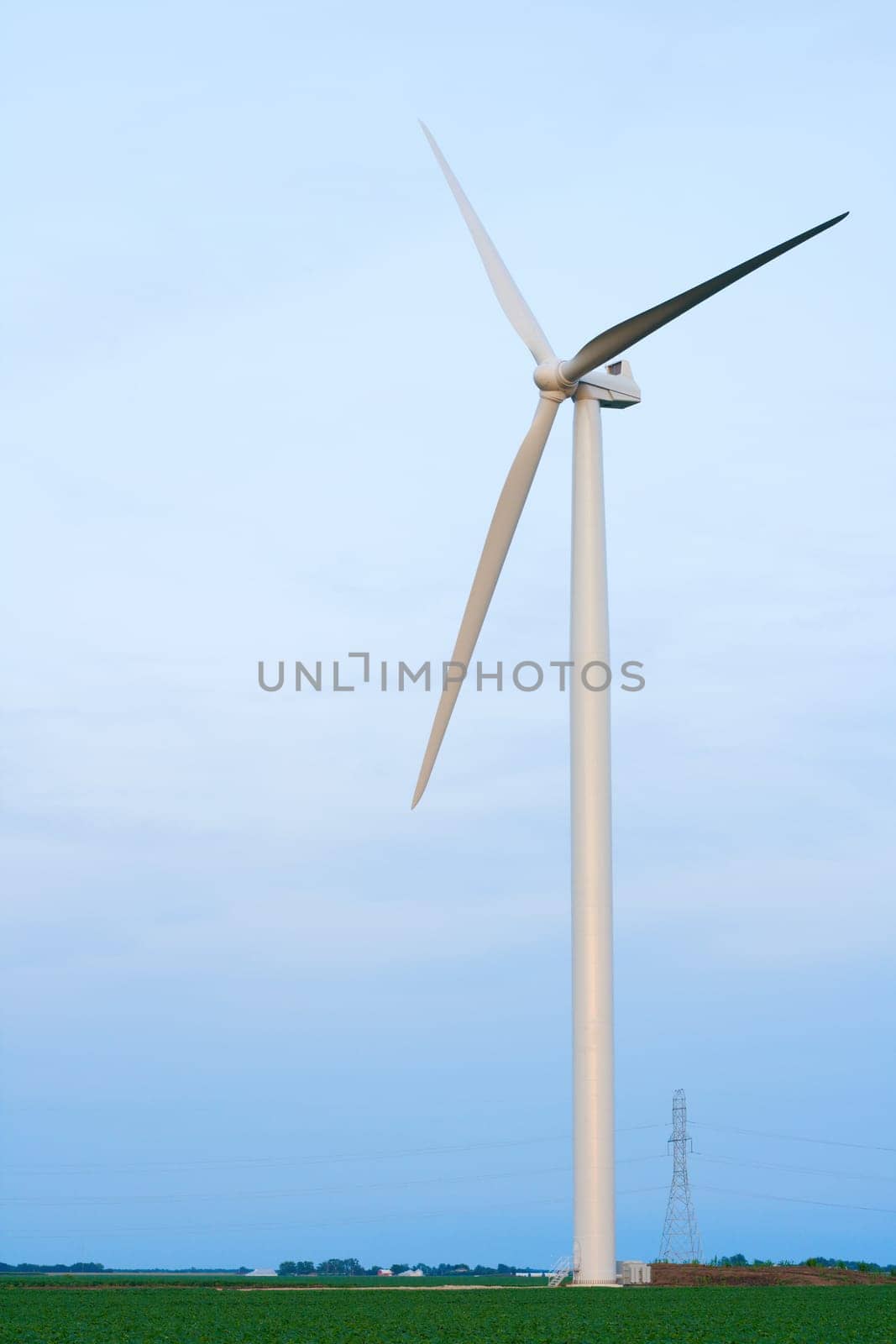 Newly installed windmill in the field in Central Indiana