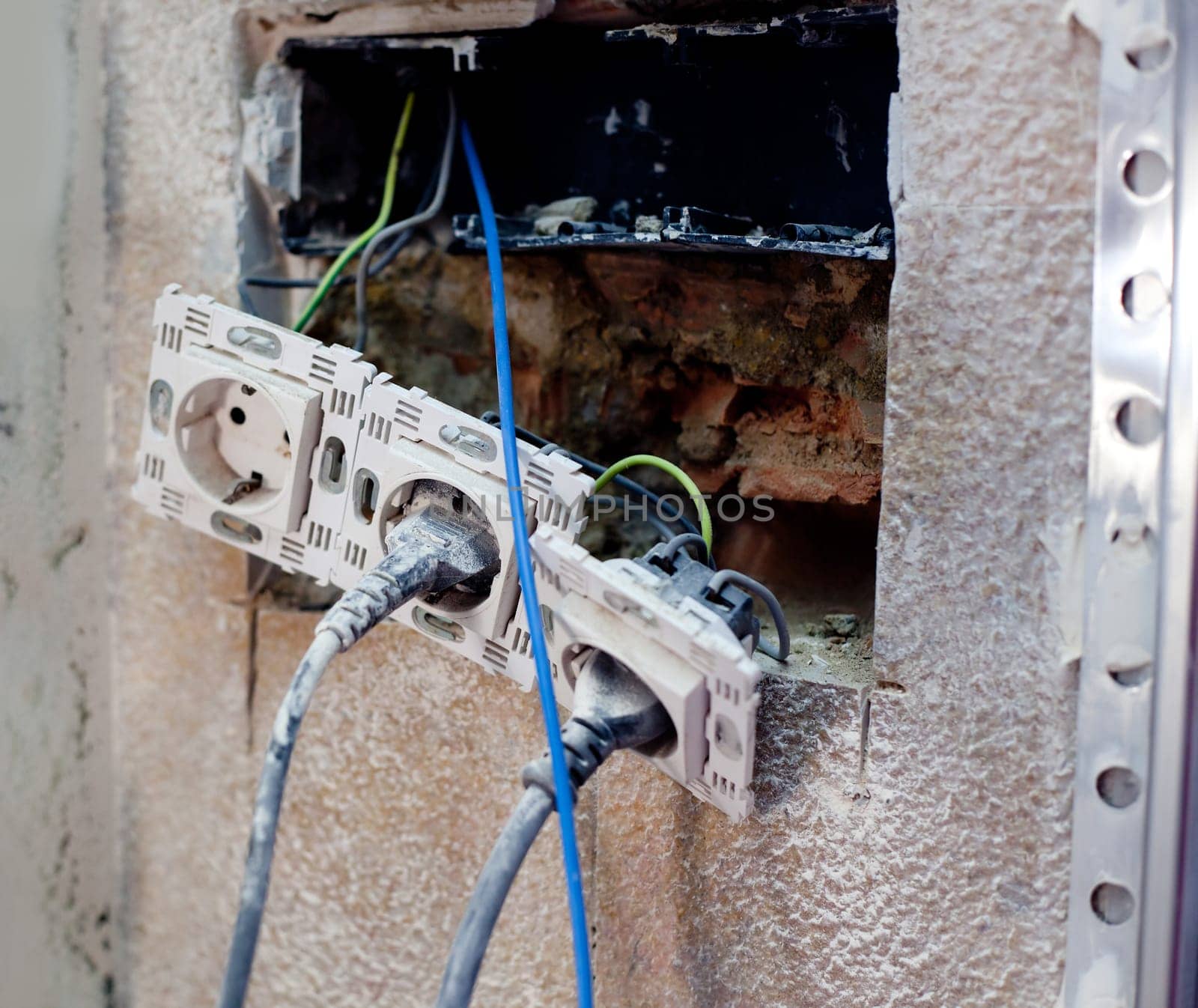 electric plug in home improvement repair with seen cables