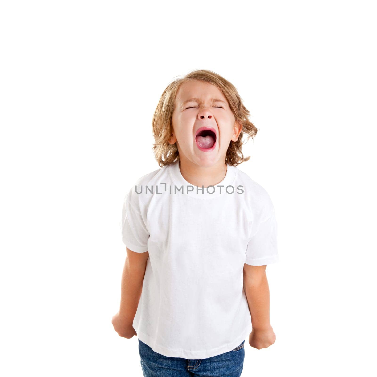 children kid screaming expression on white background