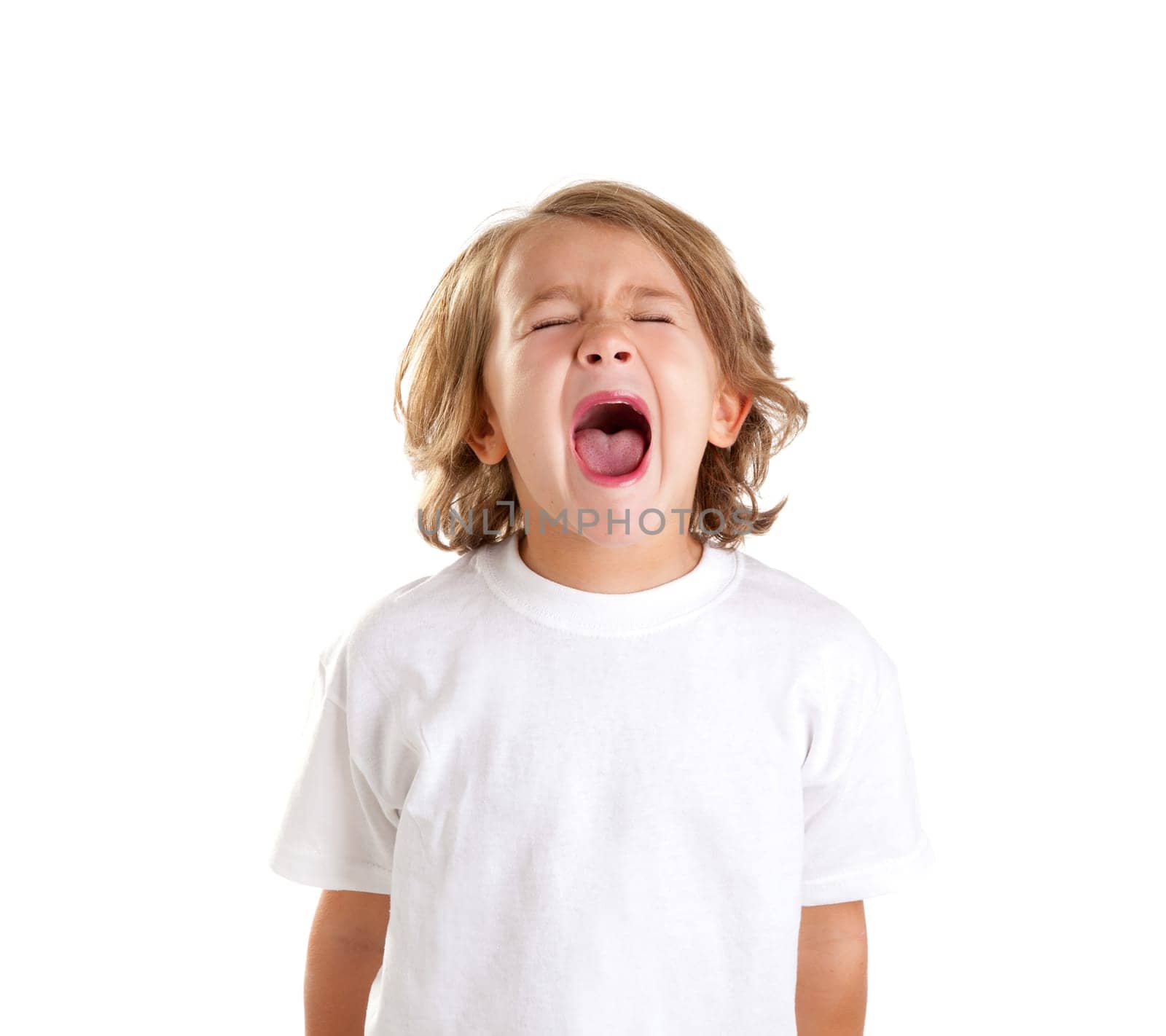 children kid screaming expression on white background