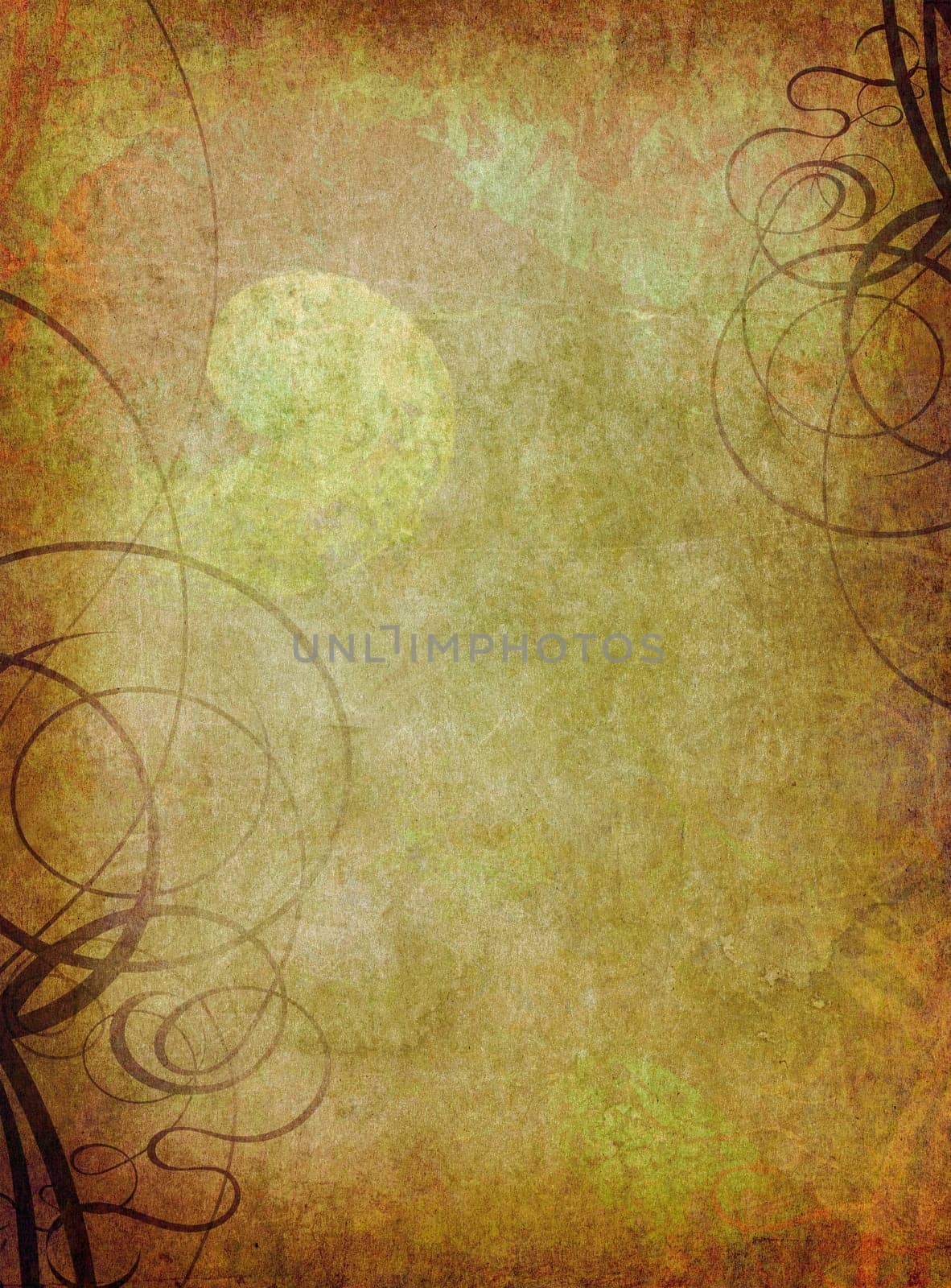 Parchment Ornament Floral Curls Old