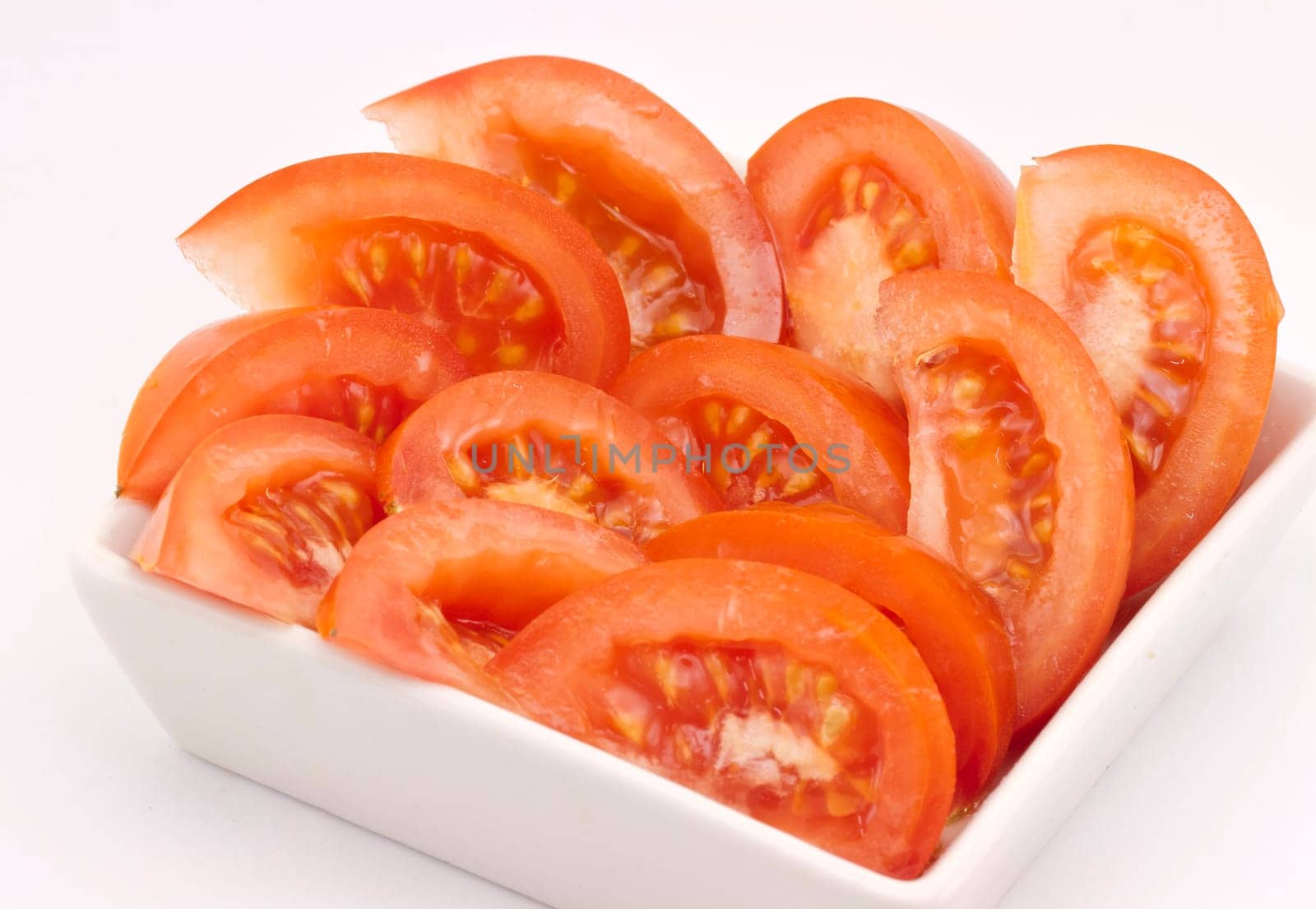 Tomato vegetable parts isolated on white background