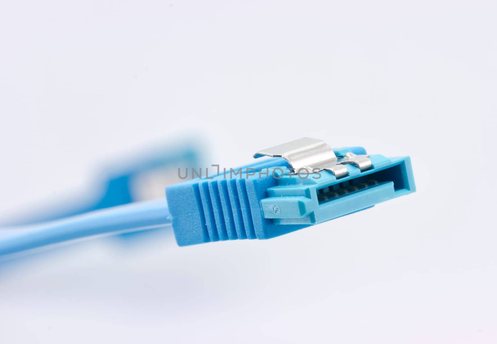 tech cable with plug isolated on a white background. photography studio