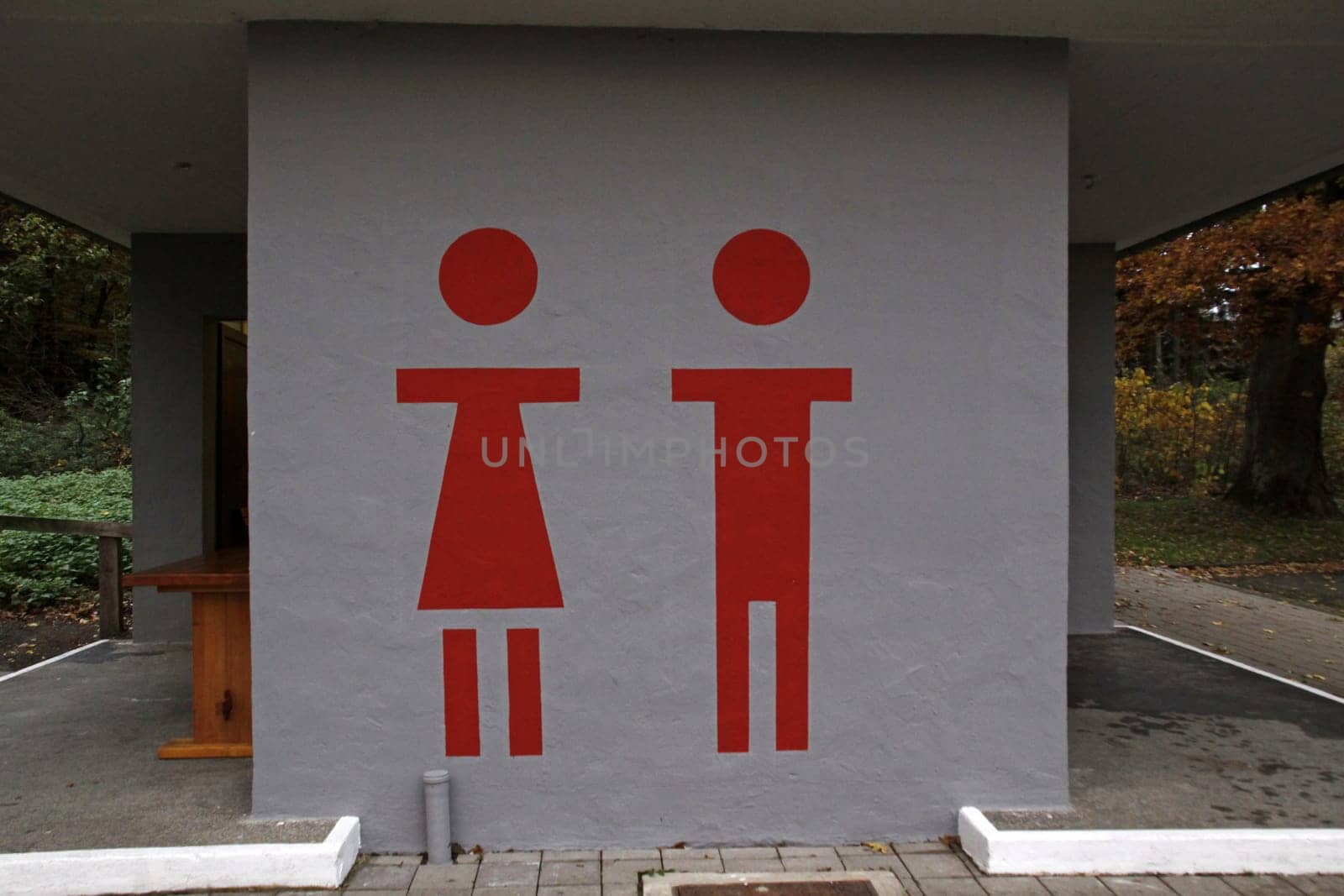 Large pictograms at a public toilet