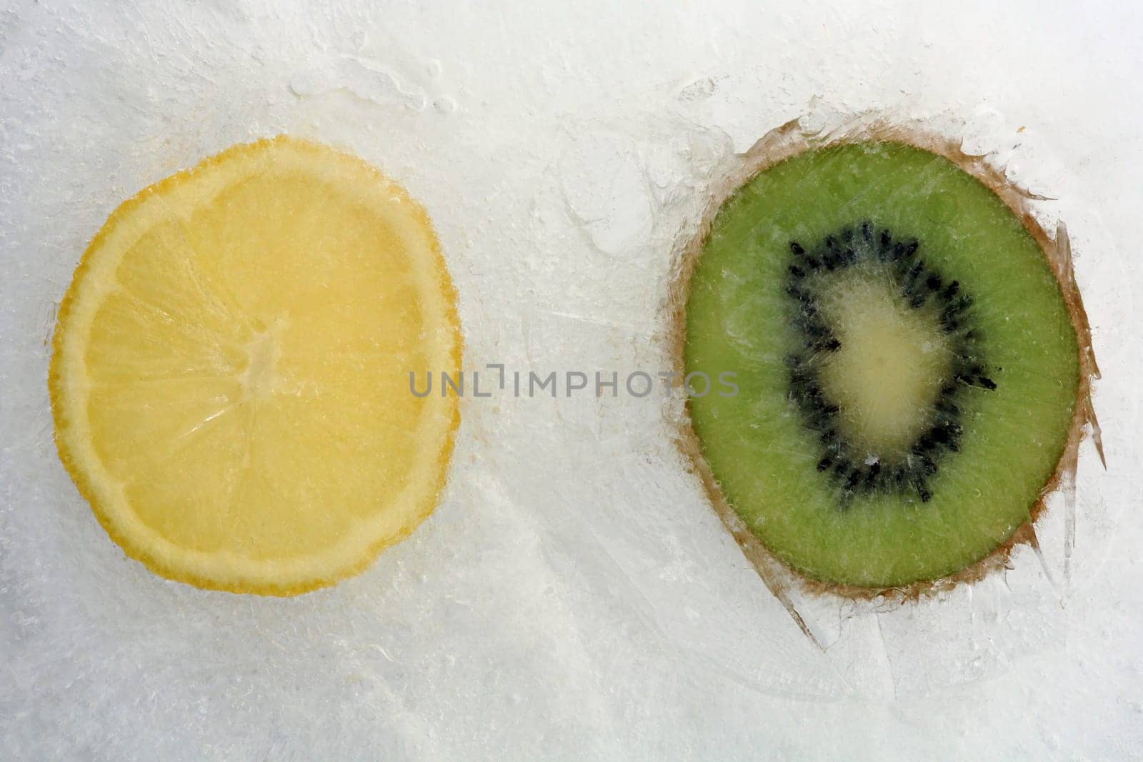 Ice Cold Fresh Fruits - Lemon and Kiwi