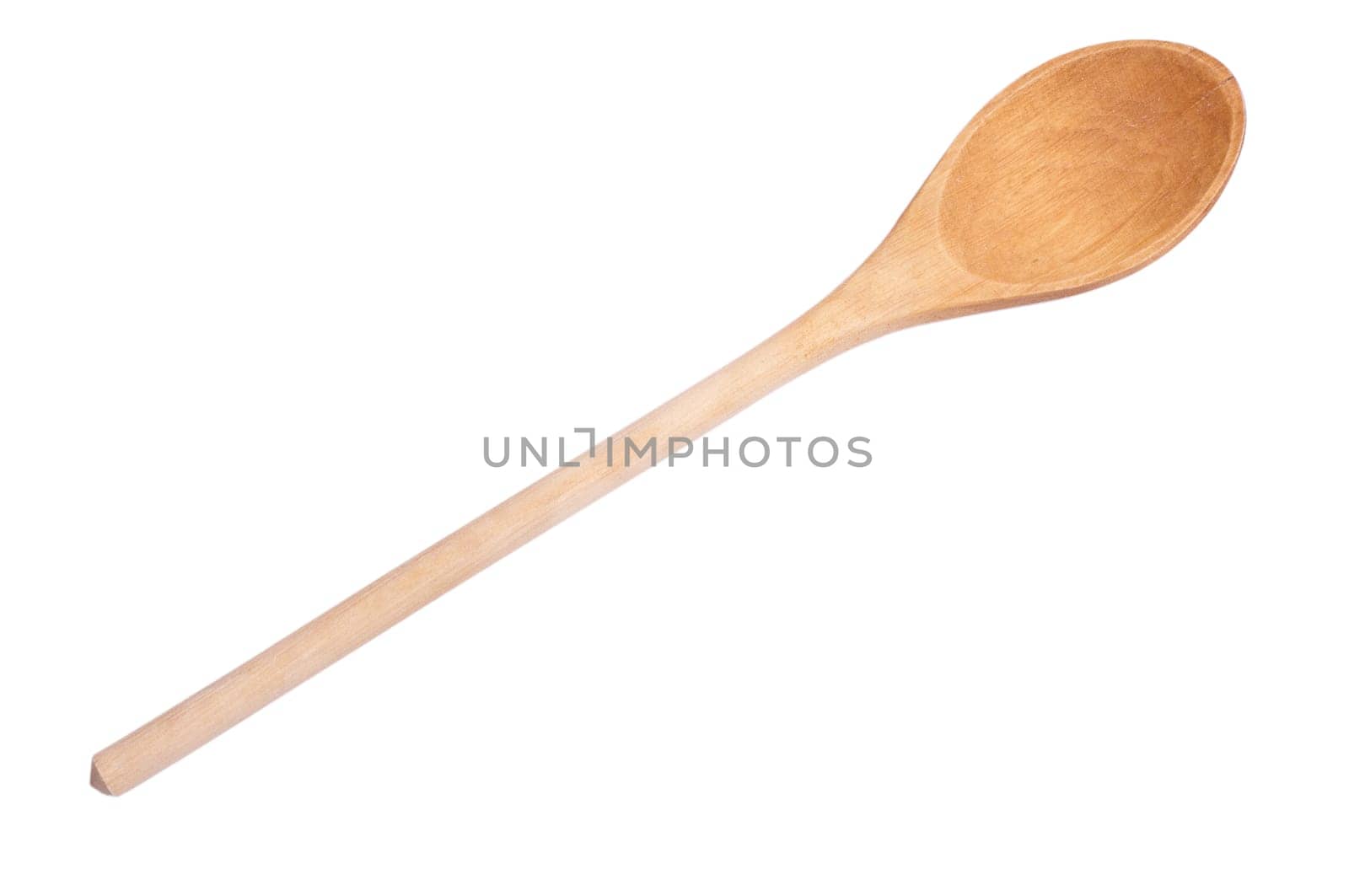 A wooden used kitchen spoon
