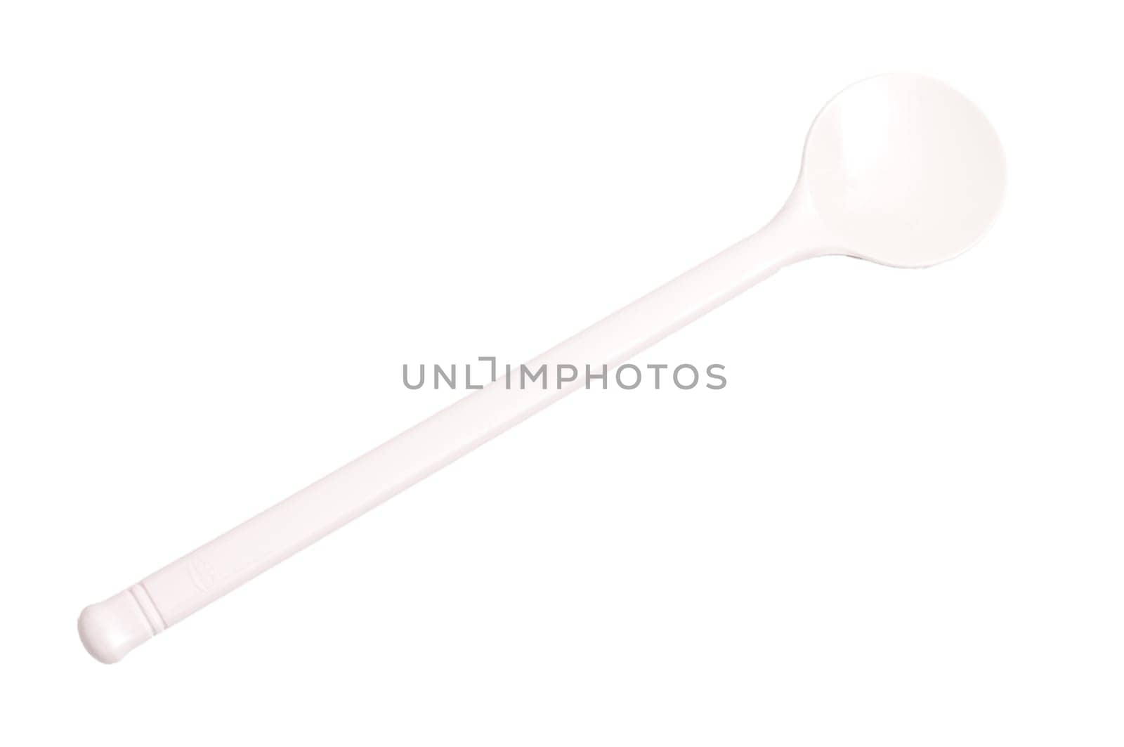 A white cut-out wooden spoon made of plastic