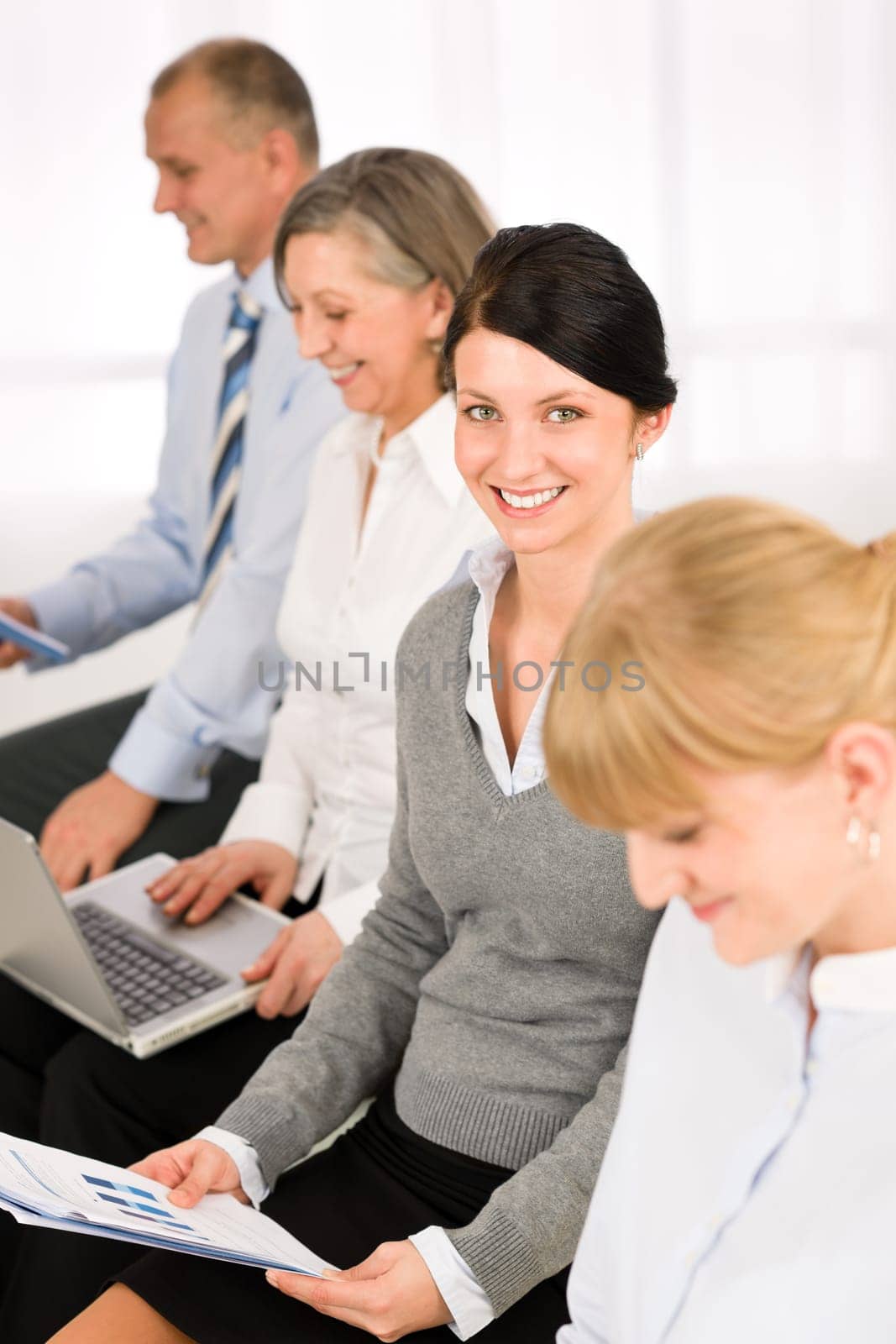 Interview applicants business people waiting study report
