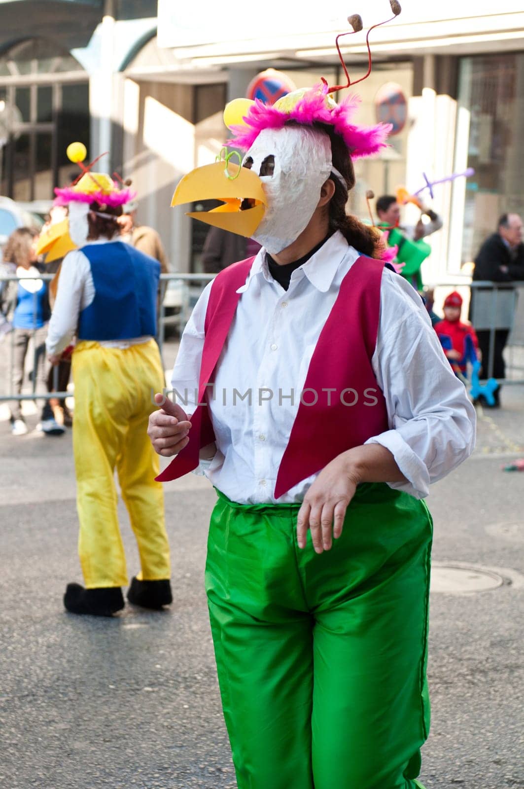 OUREM, PORTUGAL - FEBRUARY 19: unidentified people perform at the Carnival Parade on February 19, 2012 in Ourem, Portugal. The traditional yearly Parede was held during the afternoon.