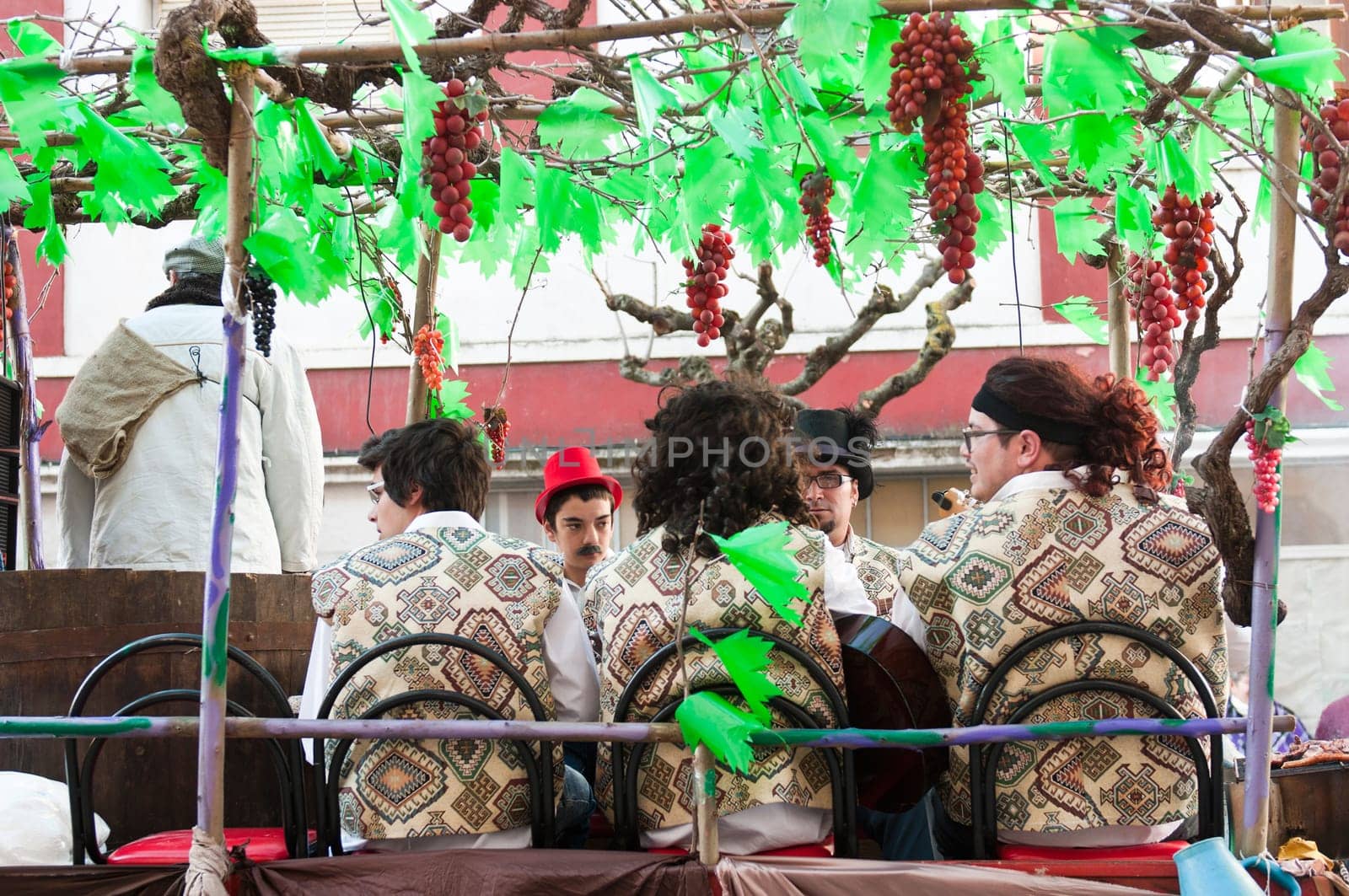 OUREM, PORTUGAL - FEBRUARY 19: unidentified people perform at the Carnival Parade on February 19, 2012 in Ourem, Portugal. The traditional yearly Parede was held during the afternoon.