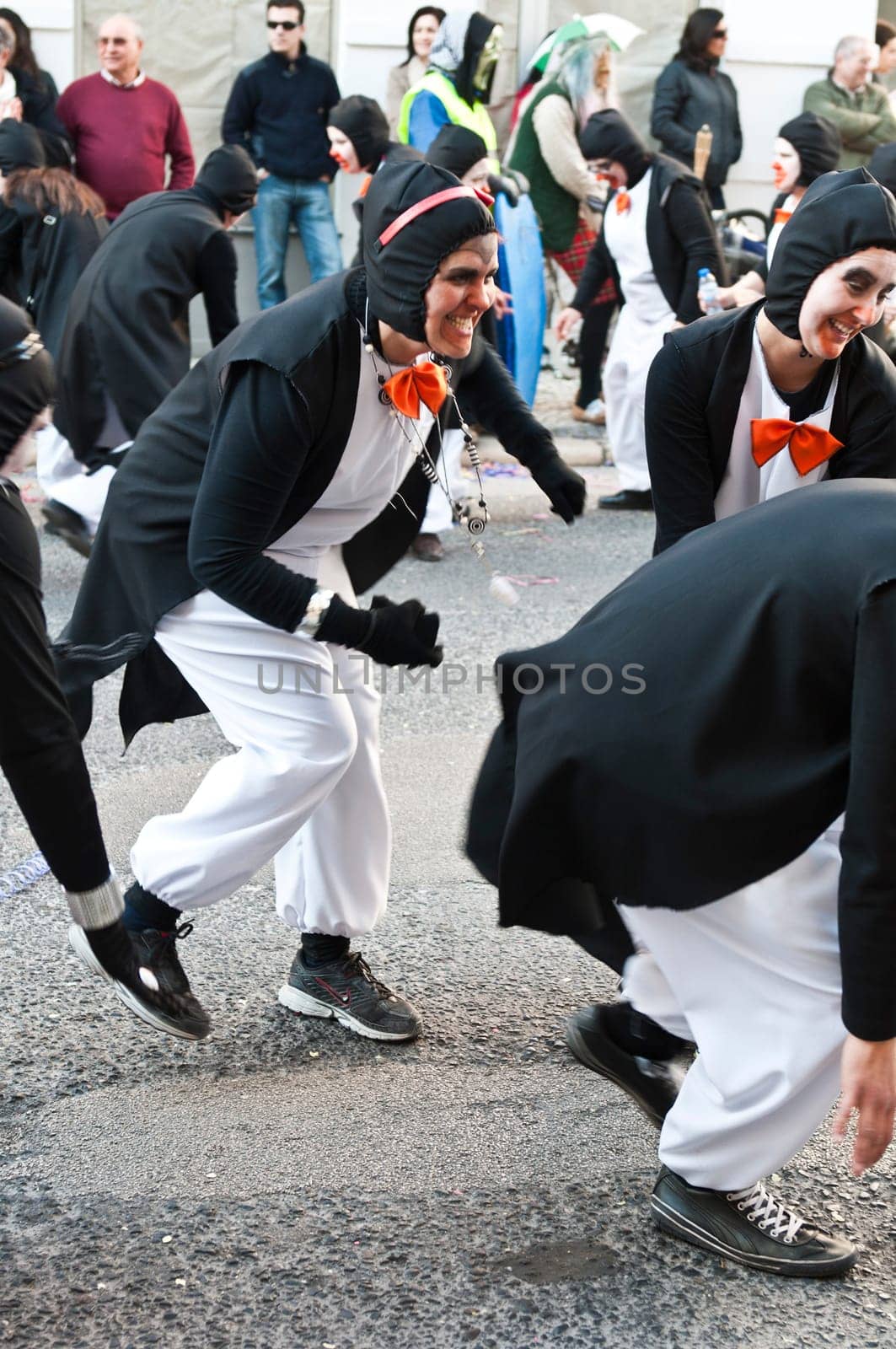 OUREM, PORTUGAL - FEBRUARY 19: unidentified people perform at the Carnival Parade on February 19, 2012 in Ourem, Portugal. The traditional yearly Parede was held during the afternoon.
