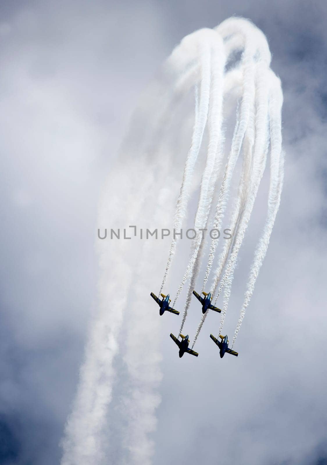 Formation of Military Airplanes on blue sky