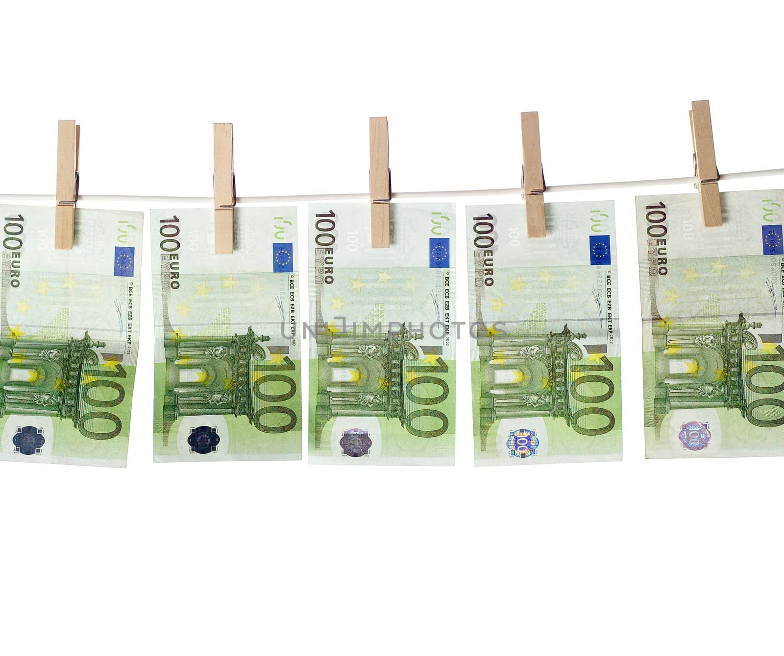 Laundering money towards white background