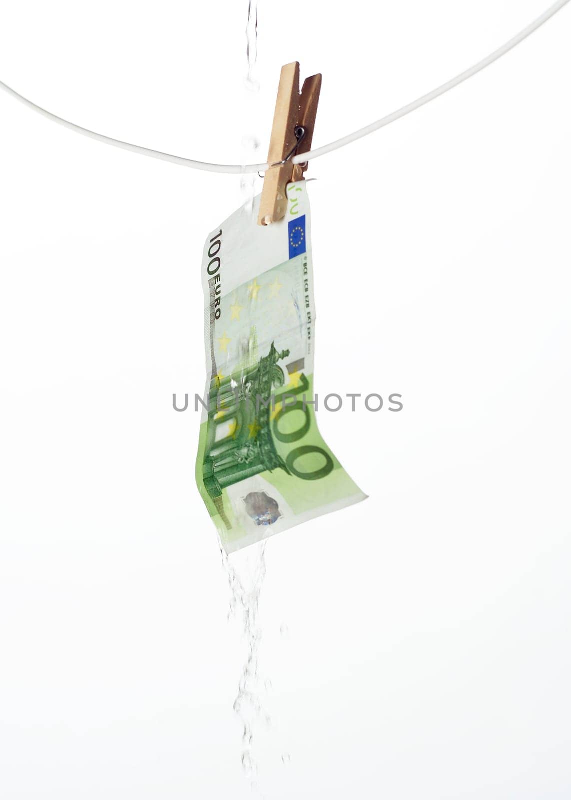 Laundering money towards white background