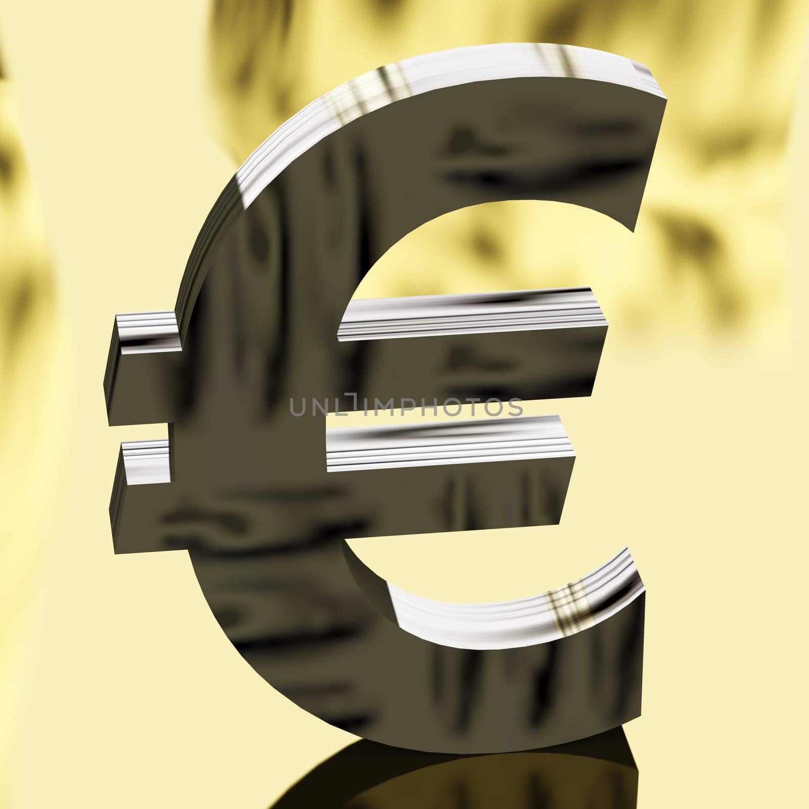 Silver Euro Sign As Symbol For Money Or Cash