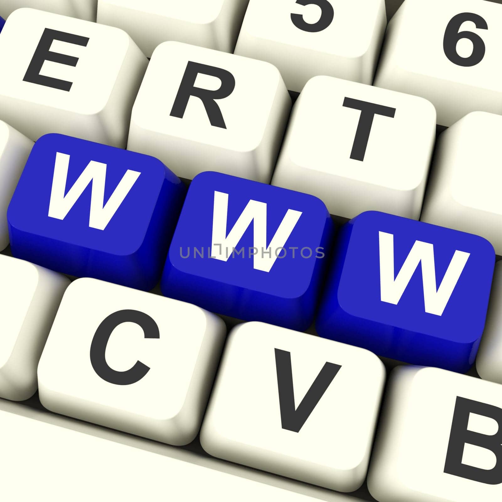 Www Computer Keys In Blue Showing Online Websites Or Internet