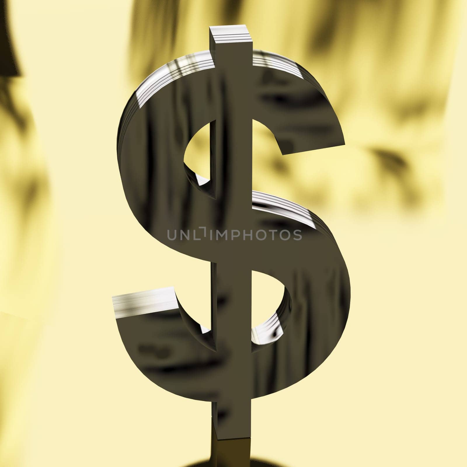 Dollar Symbol Metallic Showing Money Or Investment