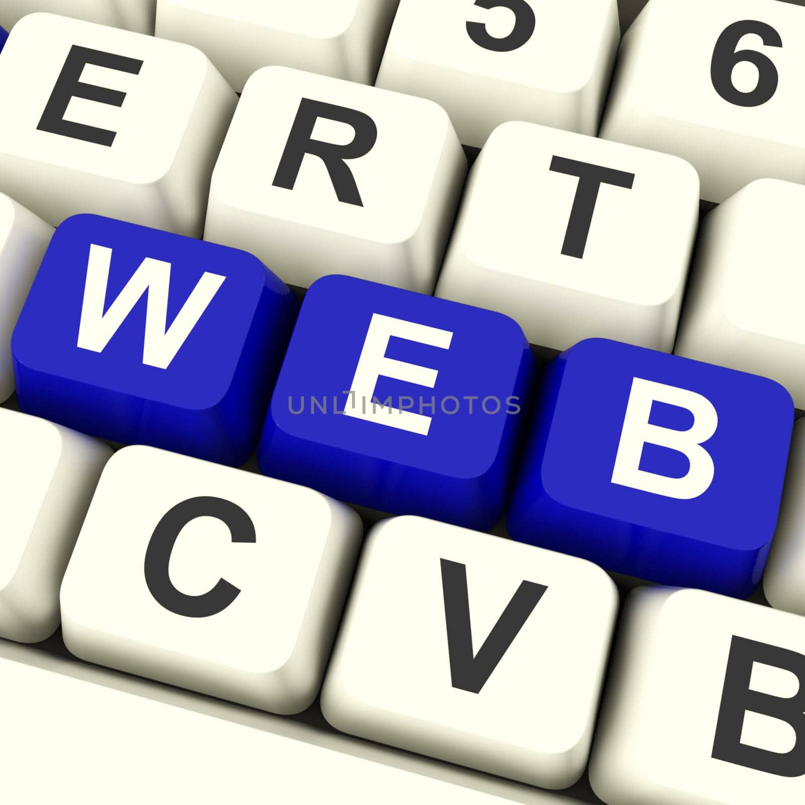 Web Computer Keys In Blue Showing Online Websites Or Internet