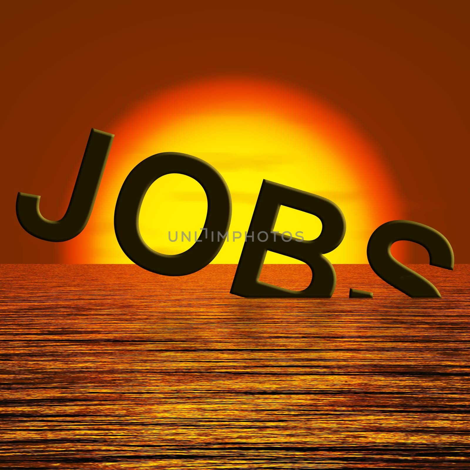 Jobs Word Sinking Showing Job Layoffs And Unemployment