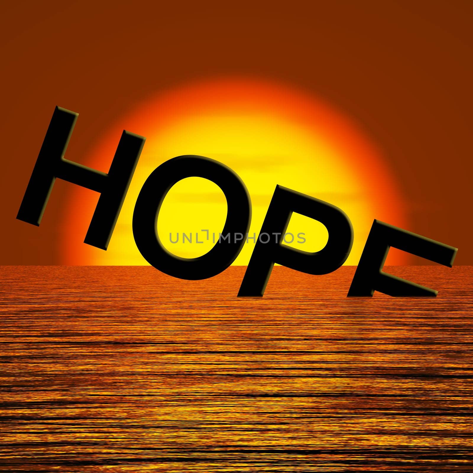 Hope Word Sinking In The Sea Showing Despair And Depression