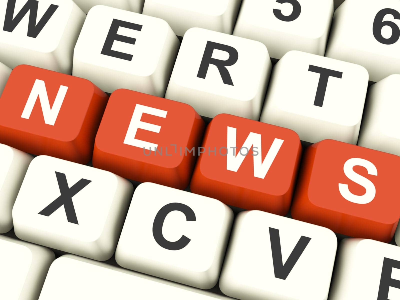 News Computer Keys In Red Showing Media And Information