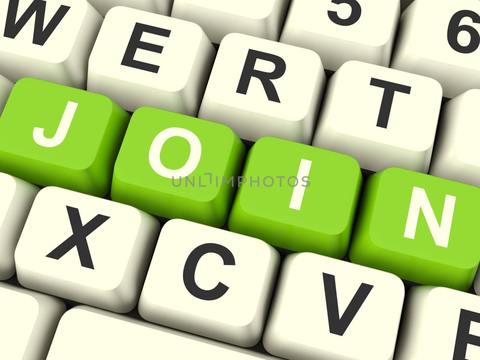 Join Computer Key In Green Showing Subscription And Registrations