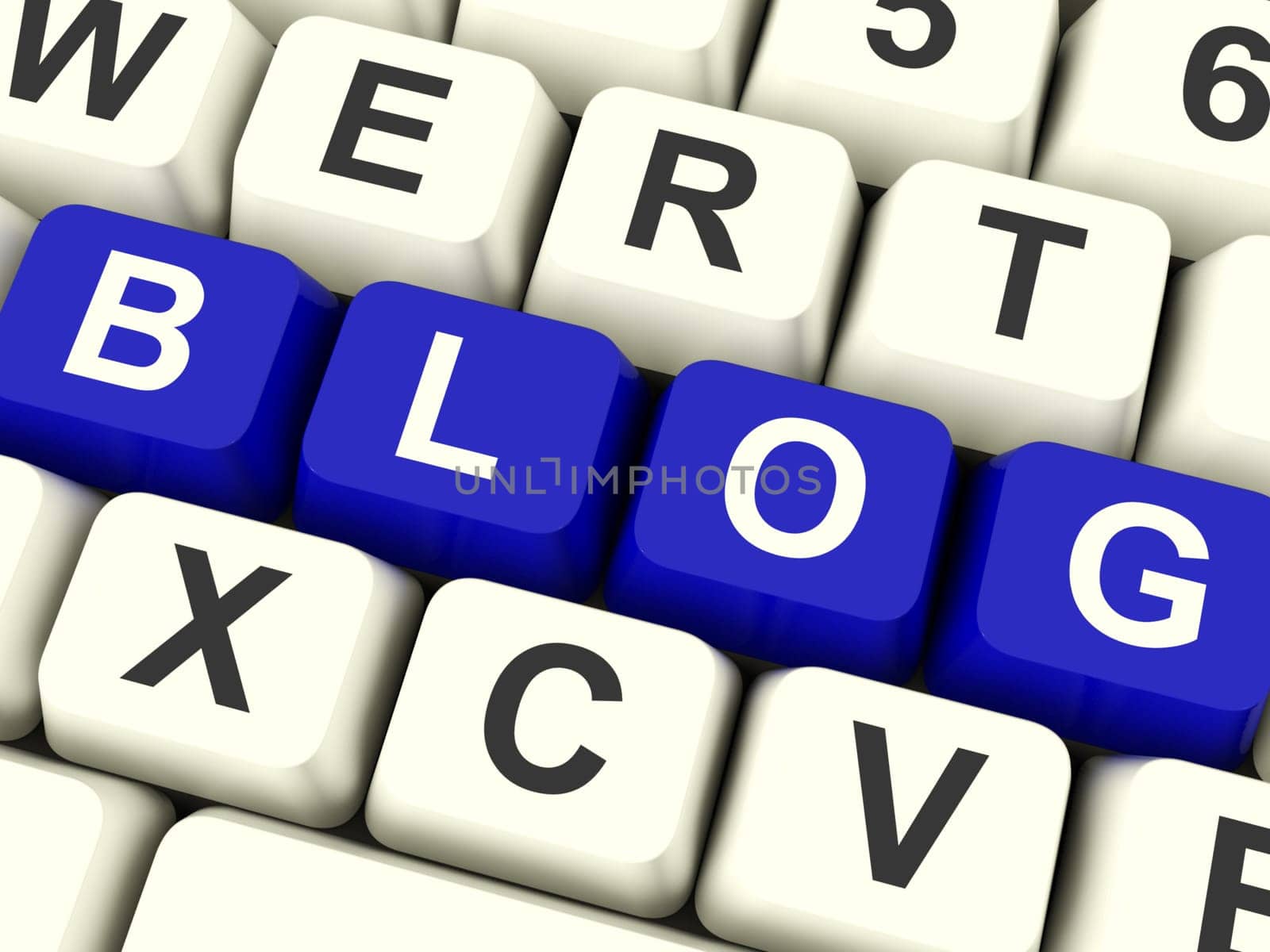 Blog Computer Keys Colored Blue For Blogger Website