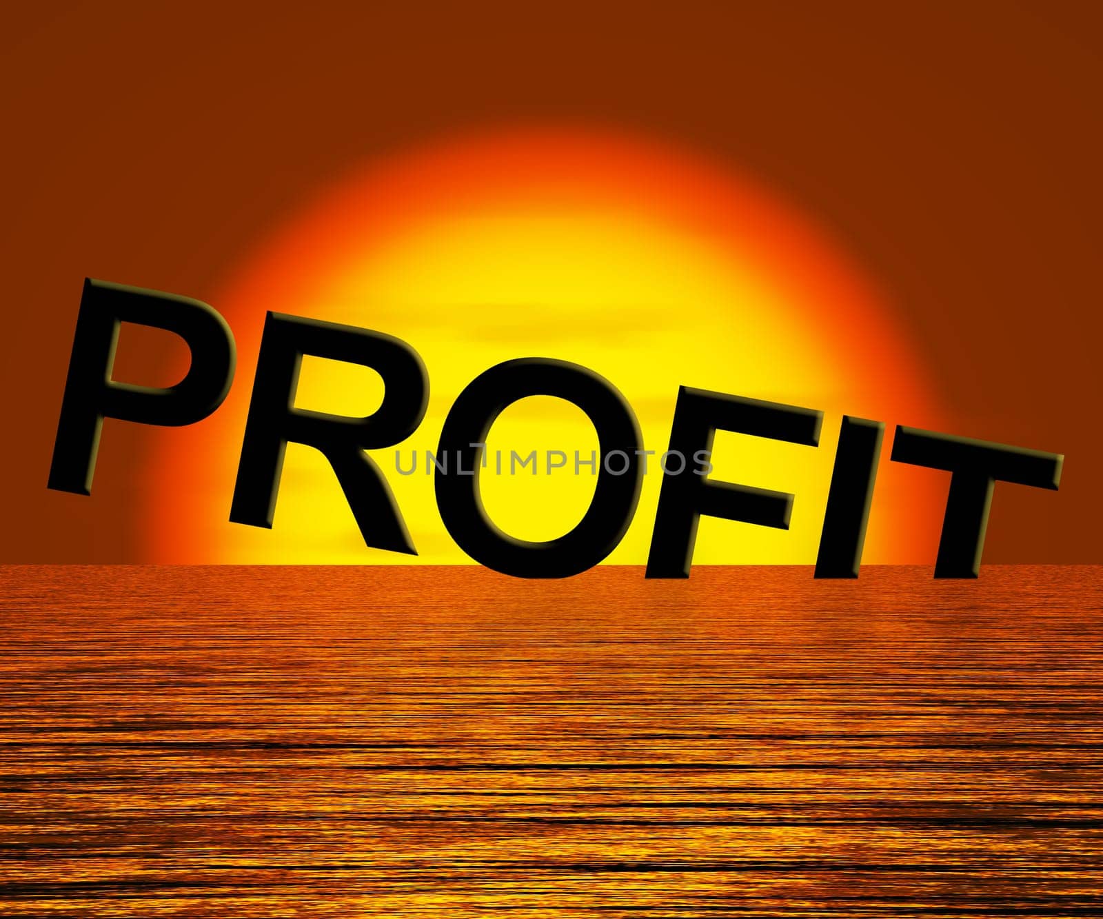 Profit Letters Sinking As Symbol for Unprofitable Business And Failure