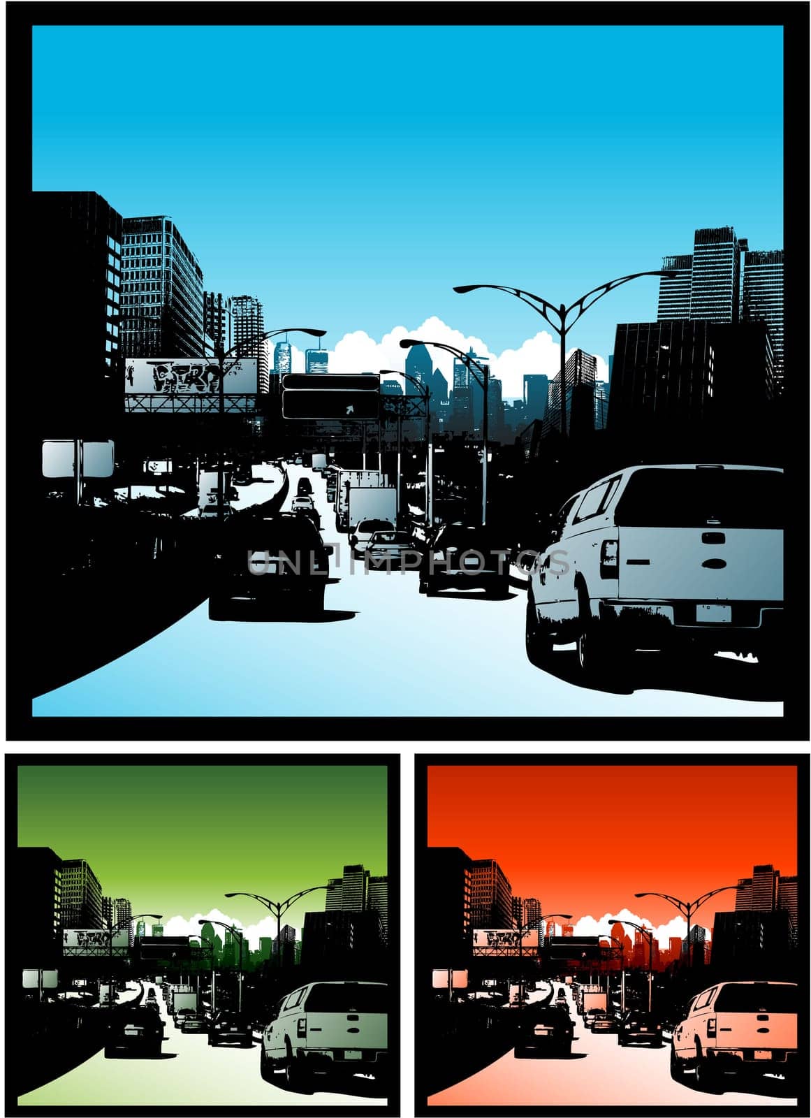 Traffic jam background downtown city
