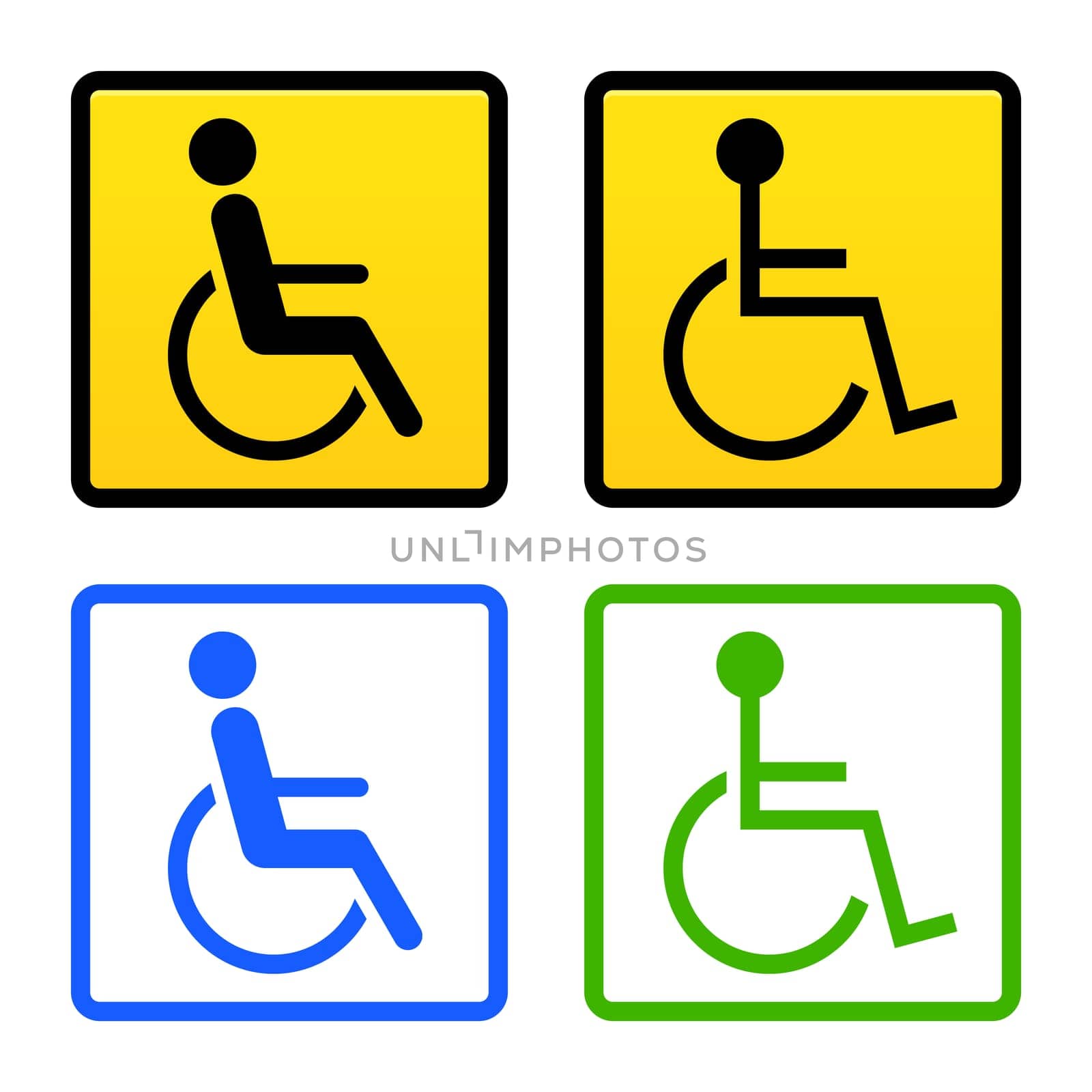 Universal symbol of handicapped person on wheelchair