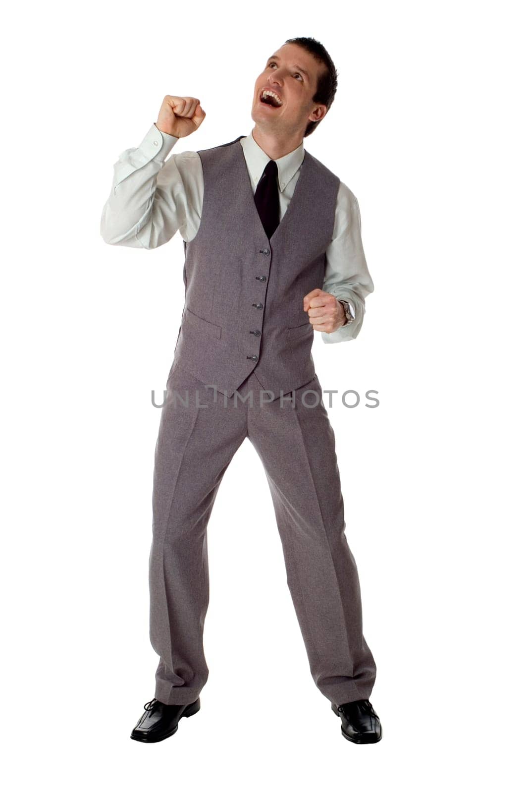 young business men with success expression on white