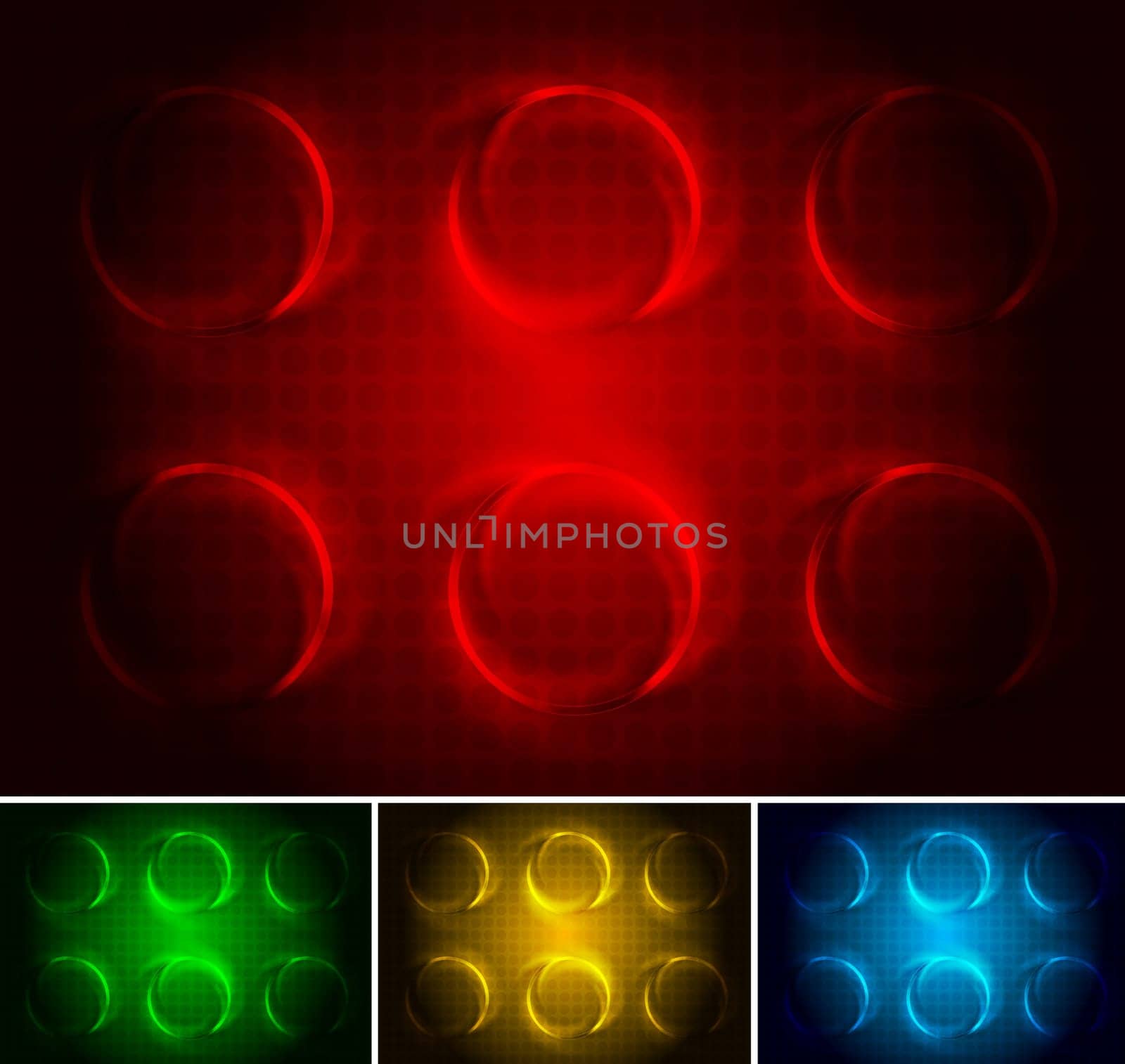 Set of dark abstract backgrounds with circles