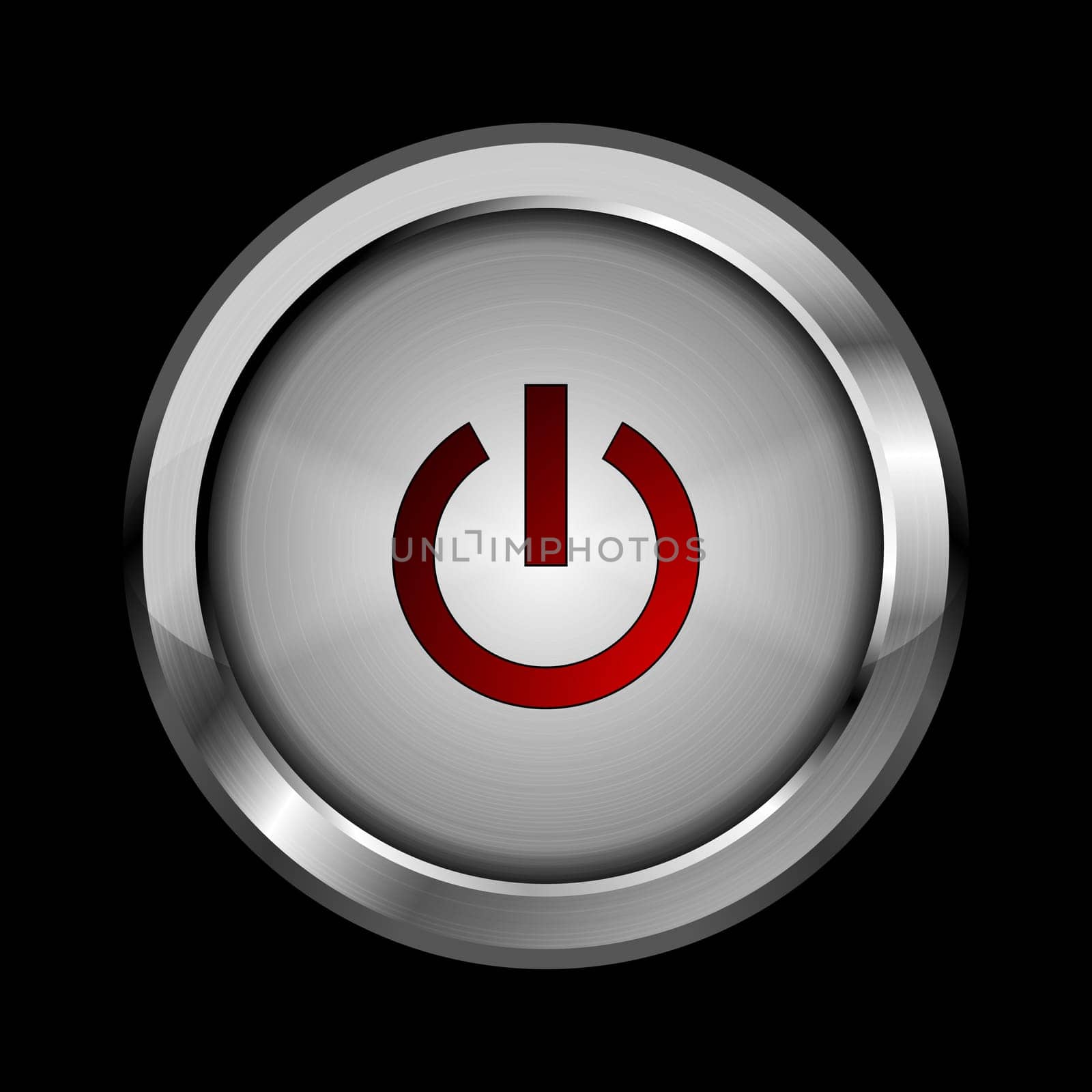 Power metallic button. Eps 10 vector